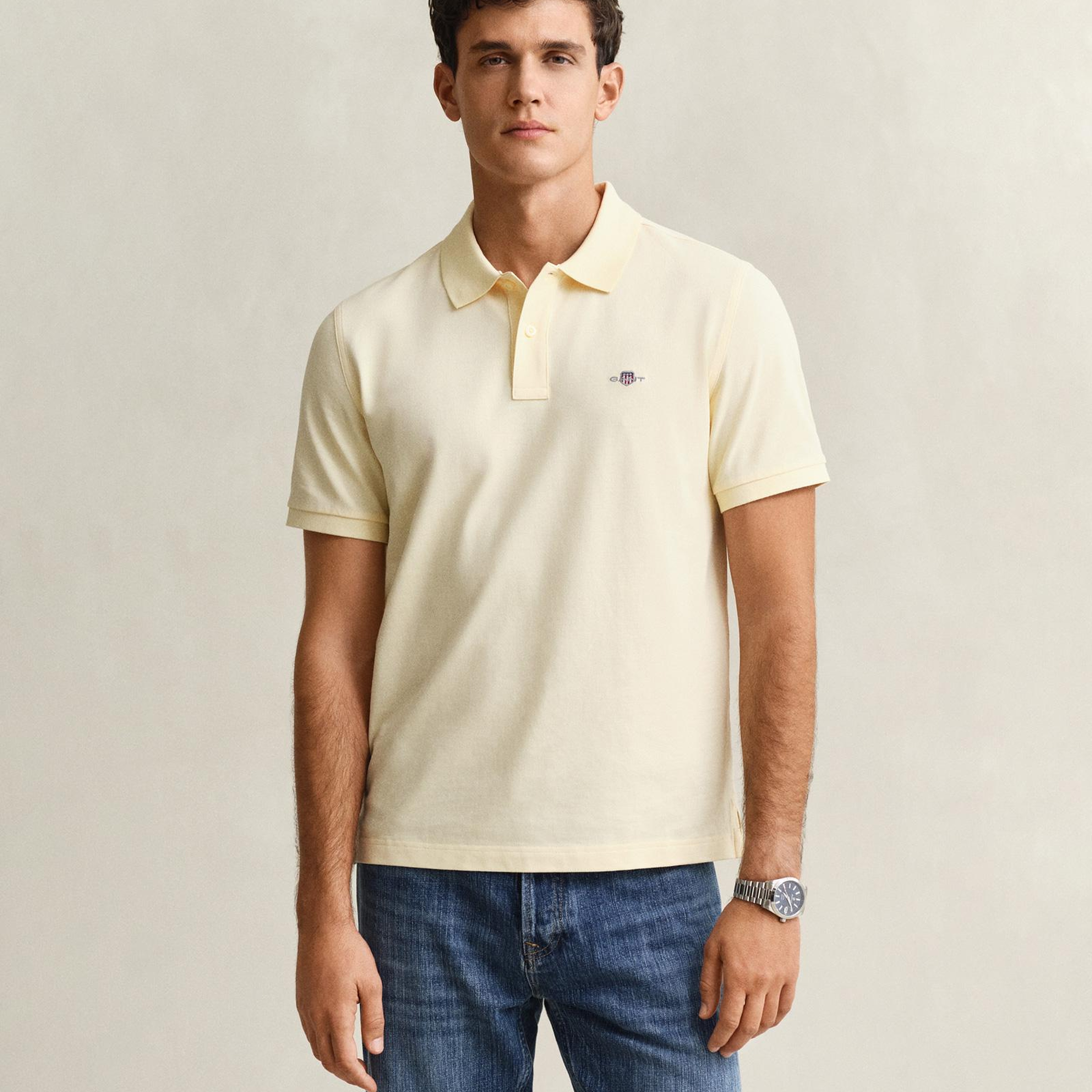 GANT Erkek Sarı Regular Fit Logolu Polo Yaka T-Shirt