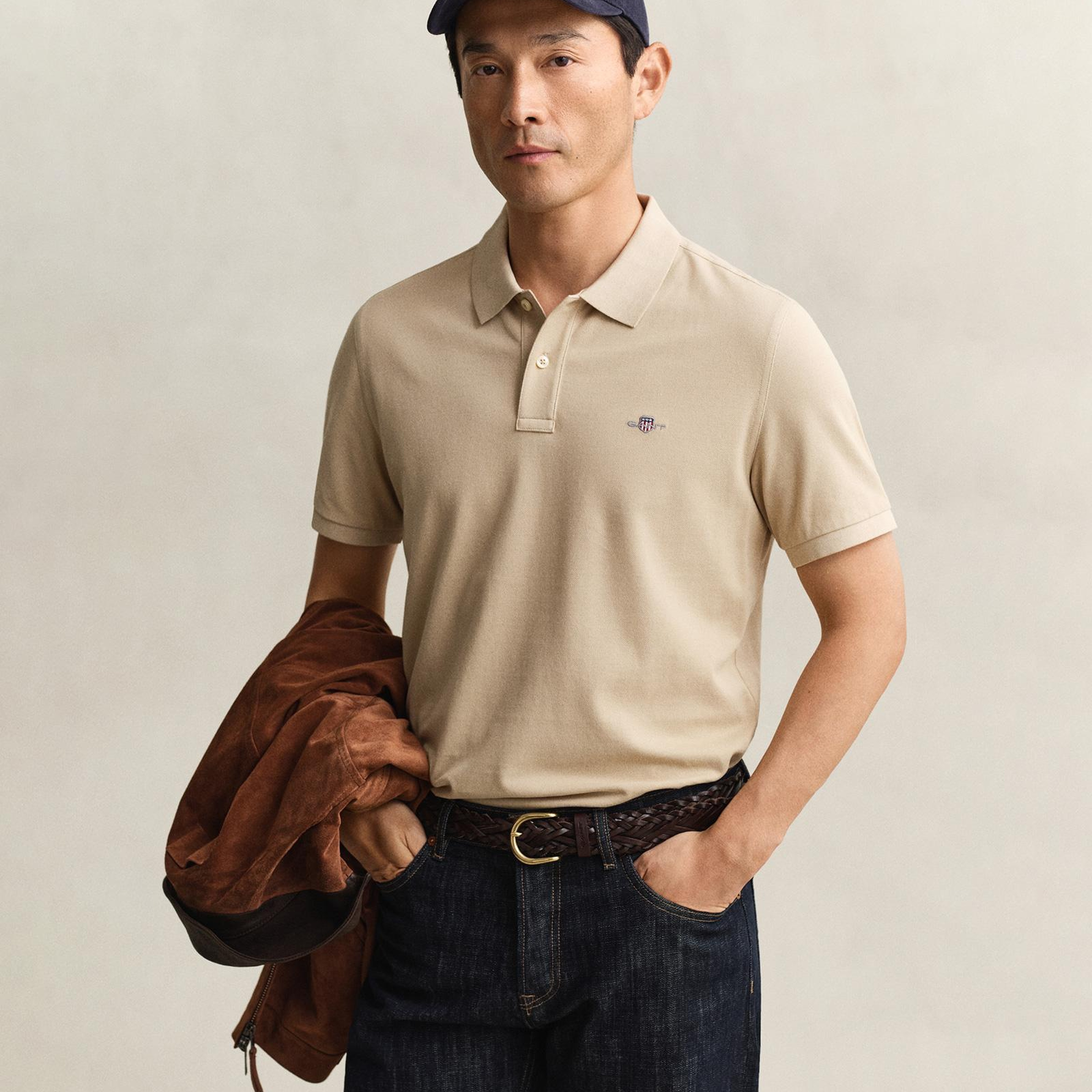 GANT Erkek Bej Regular Fit Logolu Polo Yaka T-Shirt