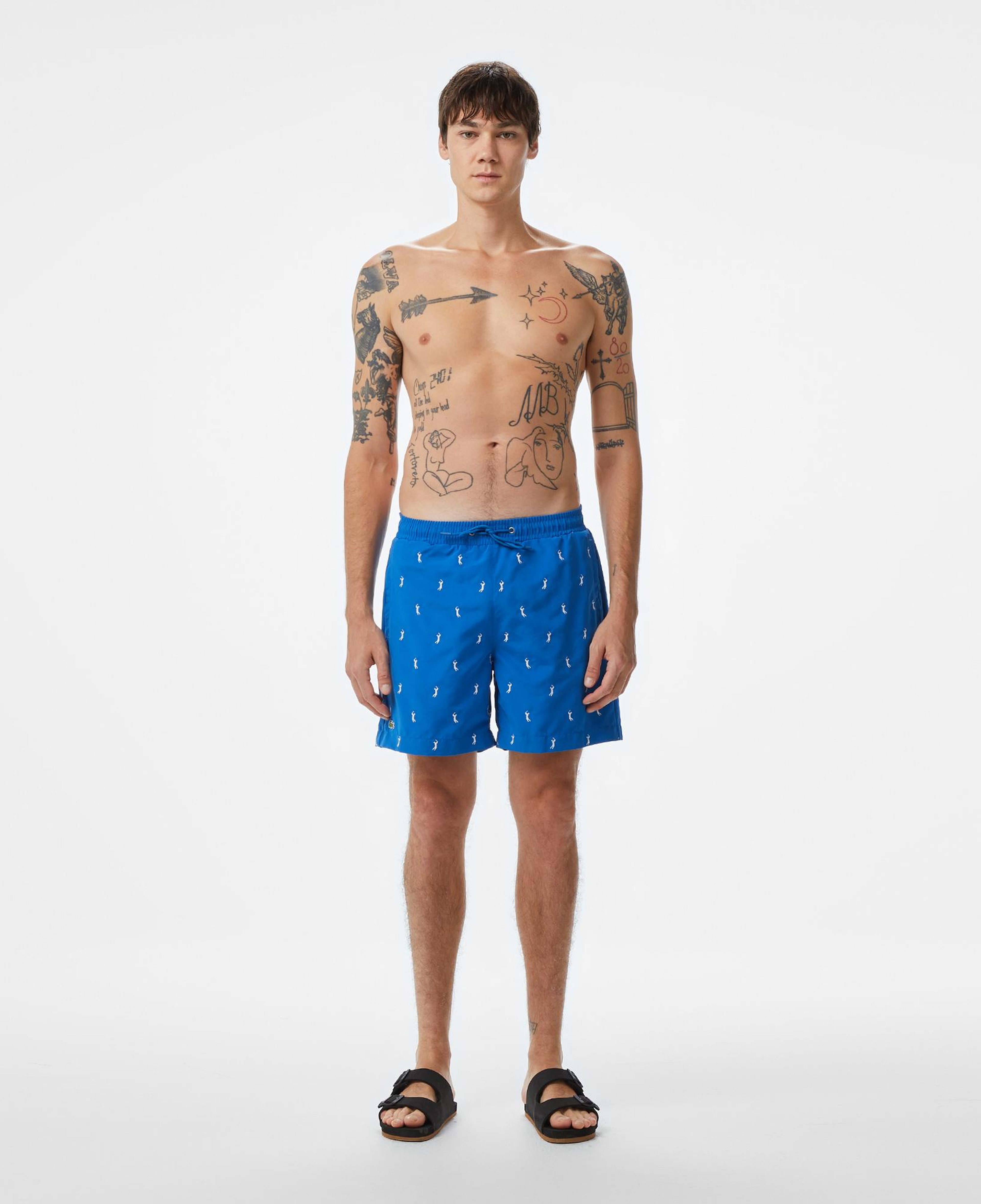 Erkek Regular Fit Desenli Lacivert Deniz Şortu