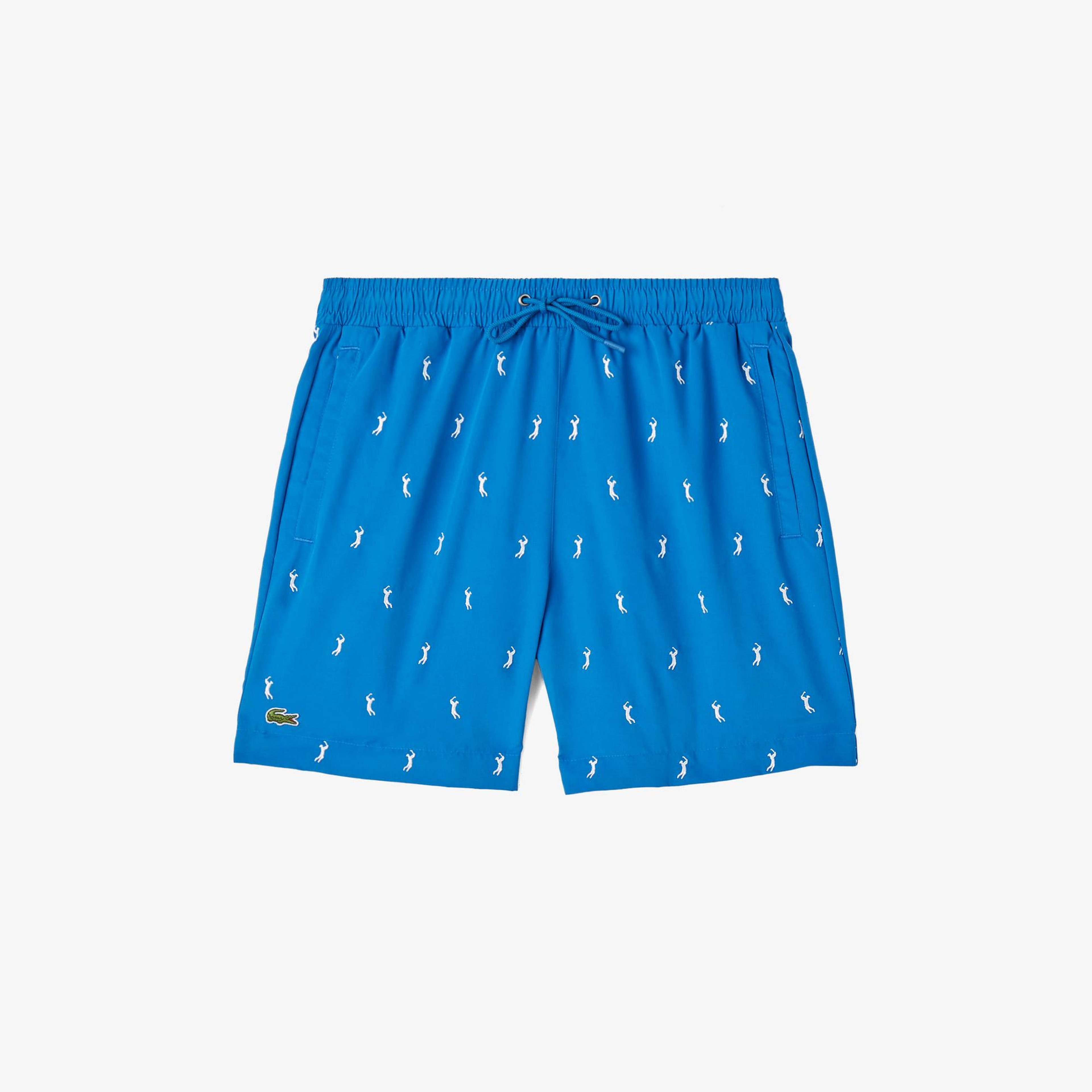 Erkek Regular Fit Desenli Lacivert Deniz Şortu