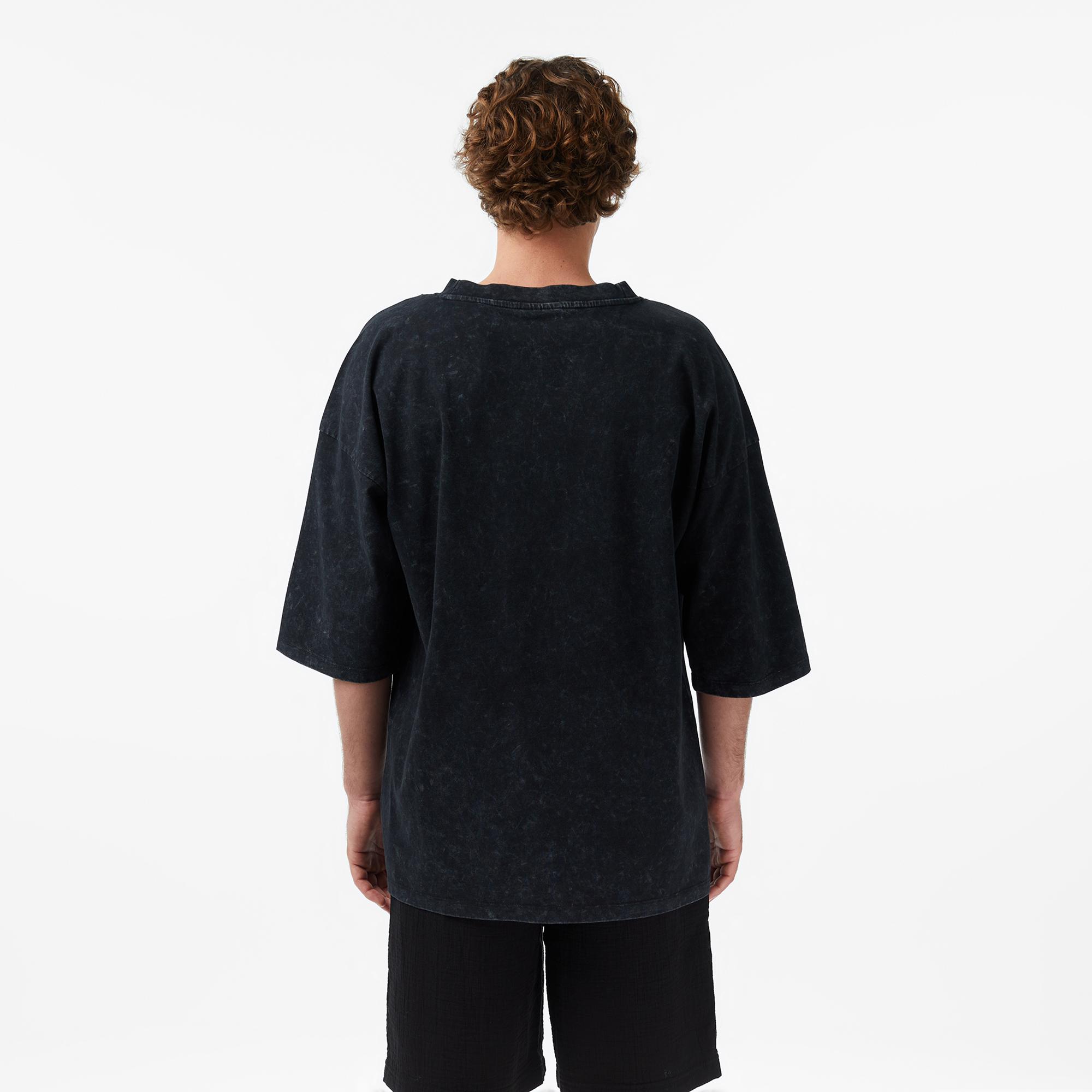 UNITED4 Oversize Fit Erkek Siyah T-Shirt