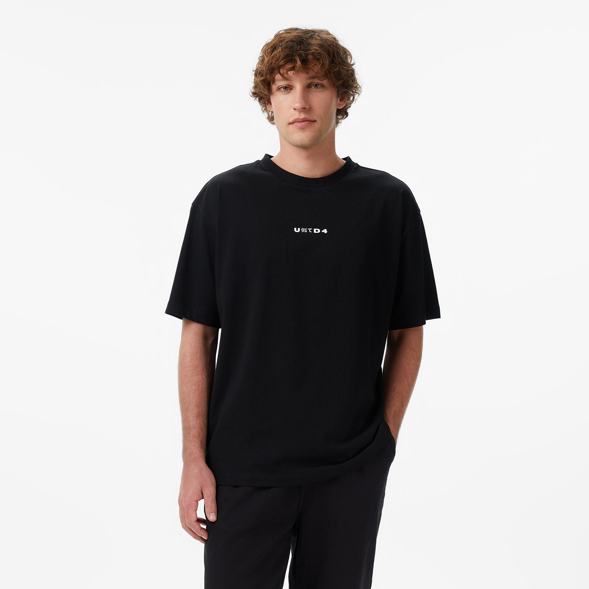 UNITED4 Regular Fit Erkek Siyah T-Shirt