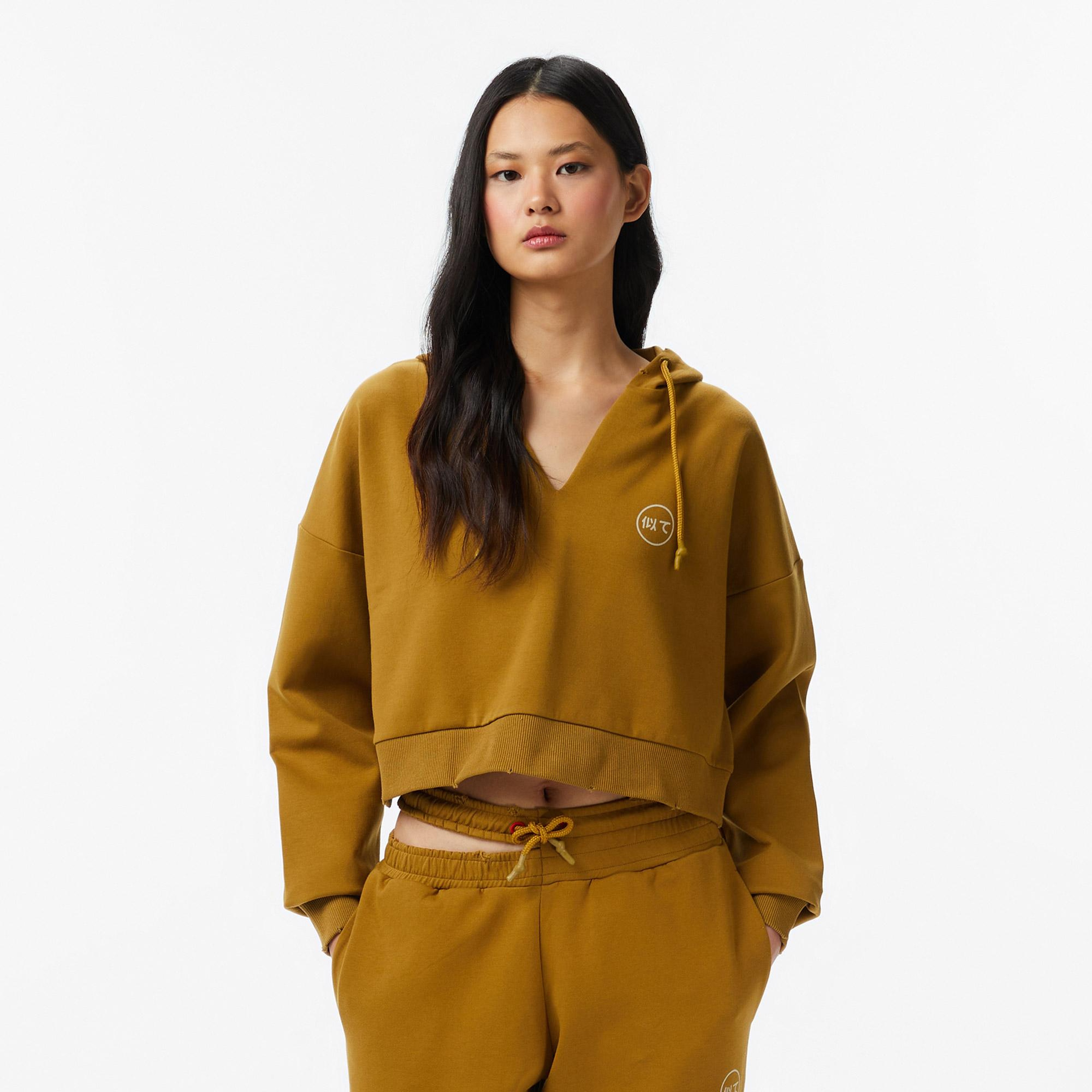 UNITED4 Regular Fit Kadın Kahverengi Sweatshirt