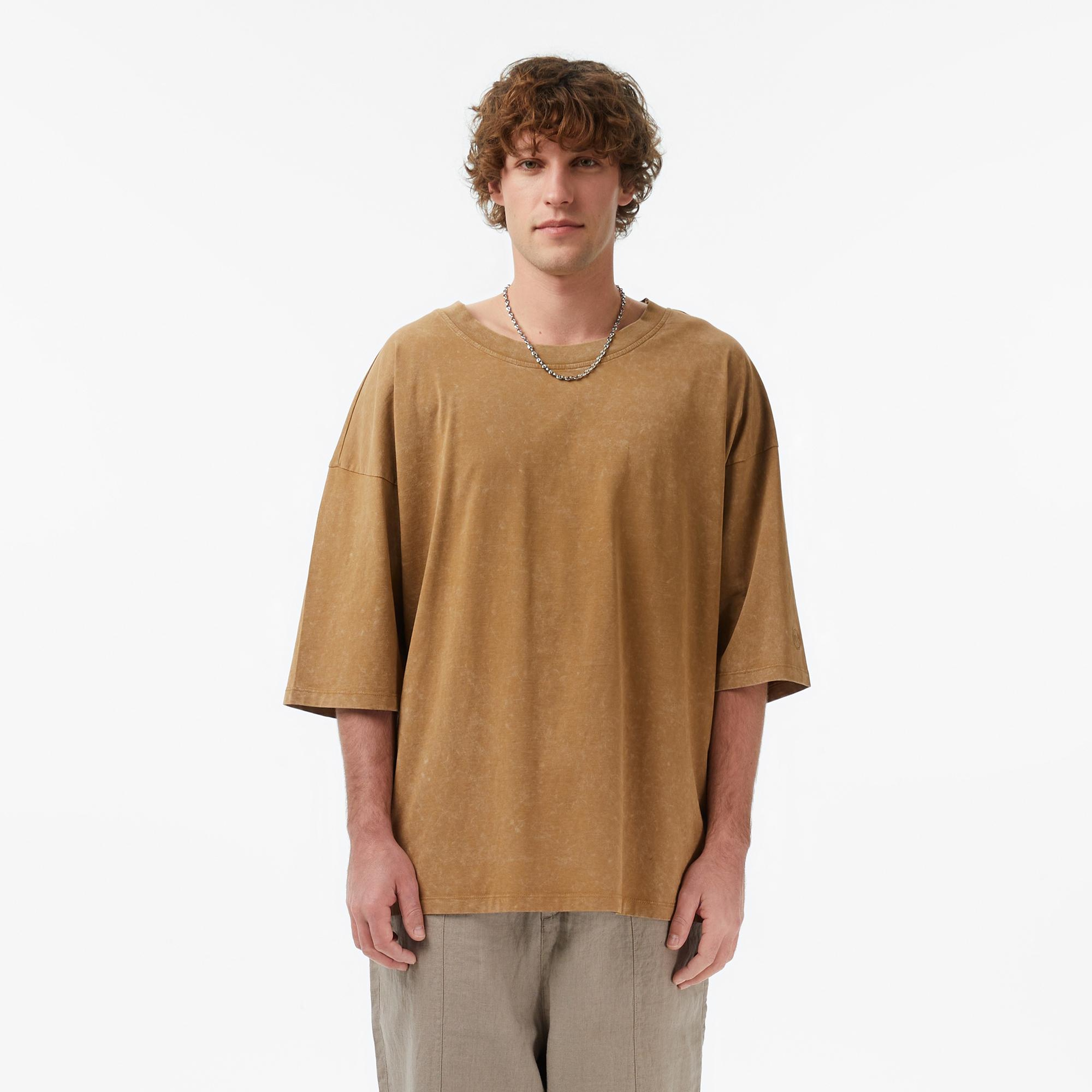 UNITED4 Oversize Fit Erkek Kahverengi T-Shirt