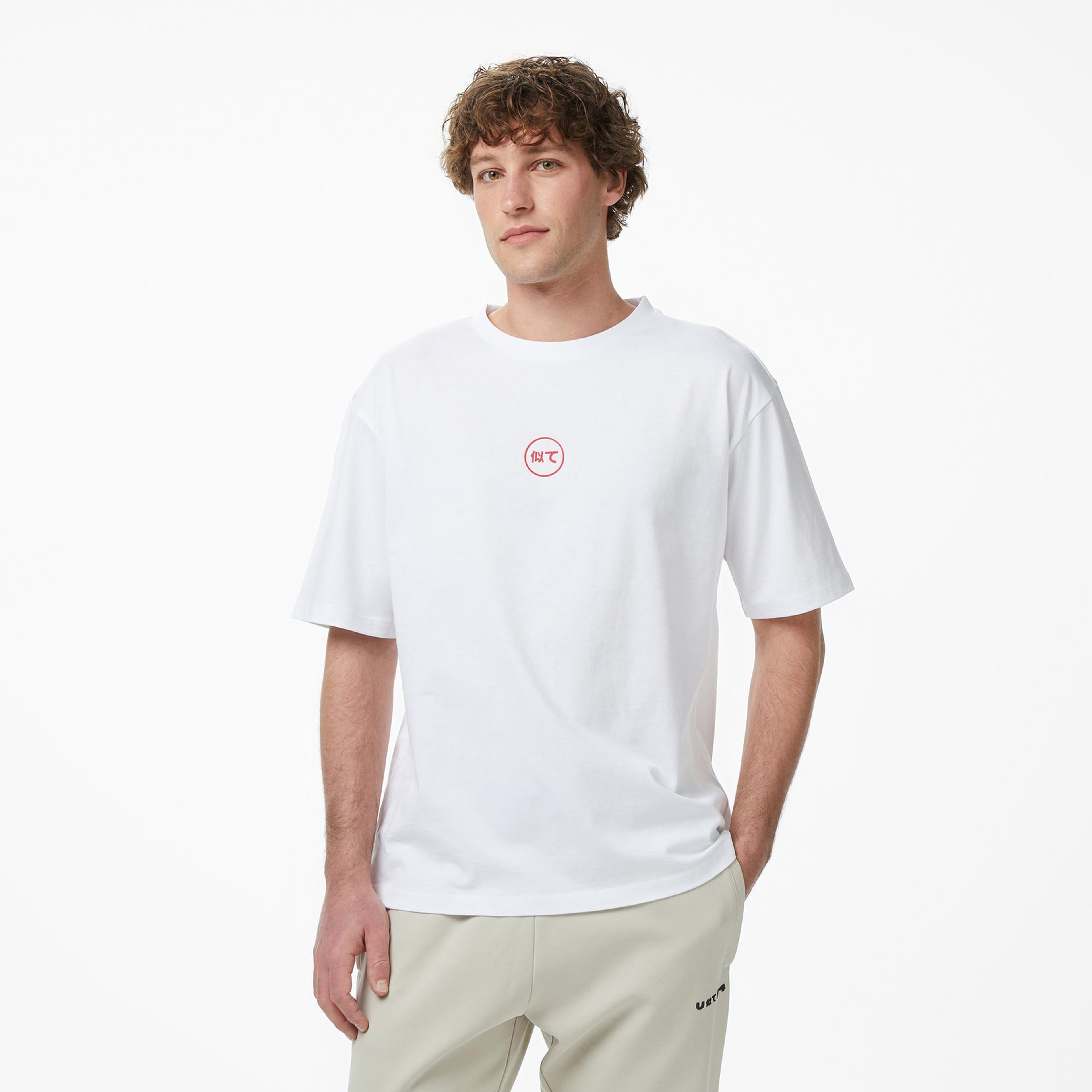 UNITED4 Regular Fit Erkek Beyaz T-Shirt