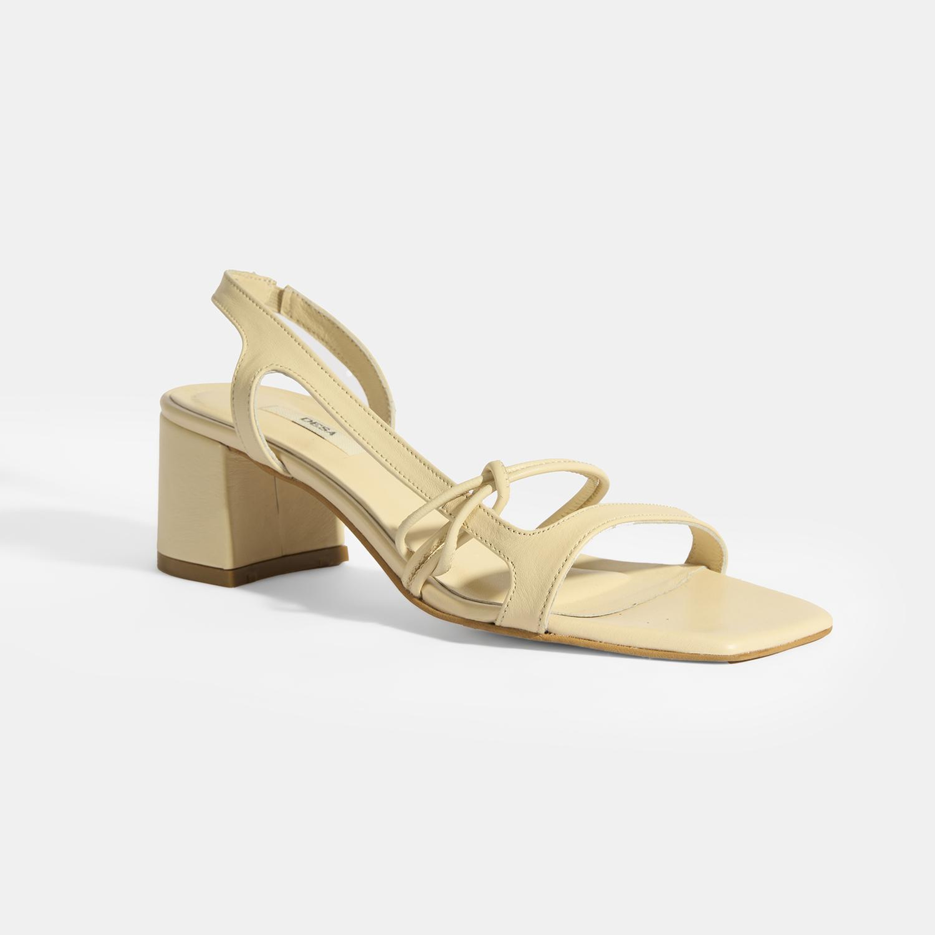 Kadın Bej Topuklu Deri Sandalet