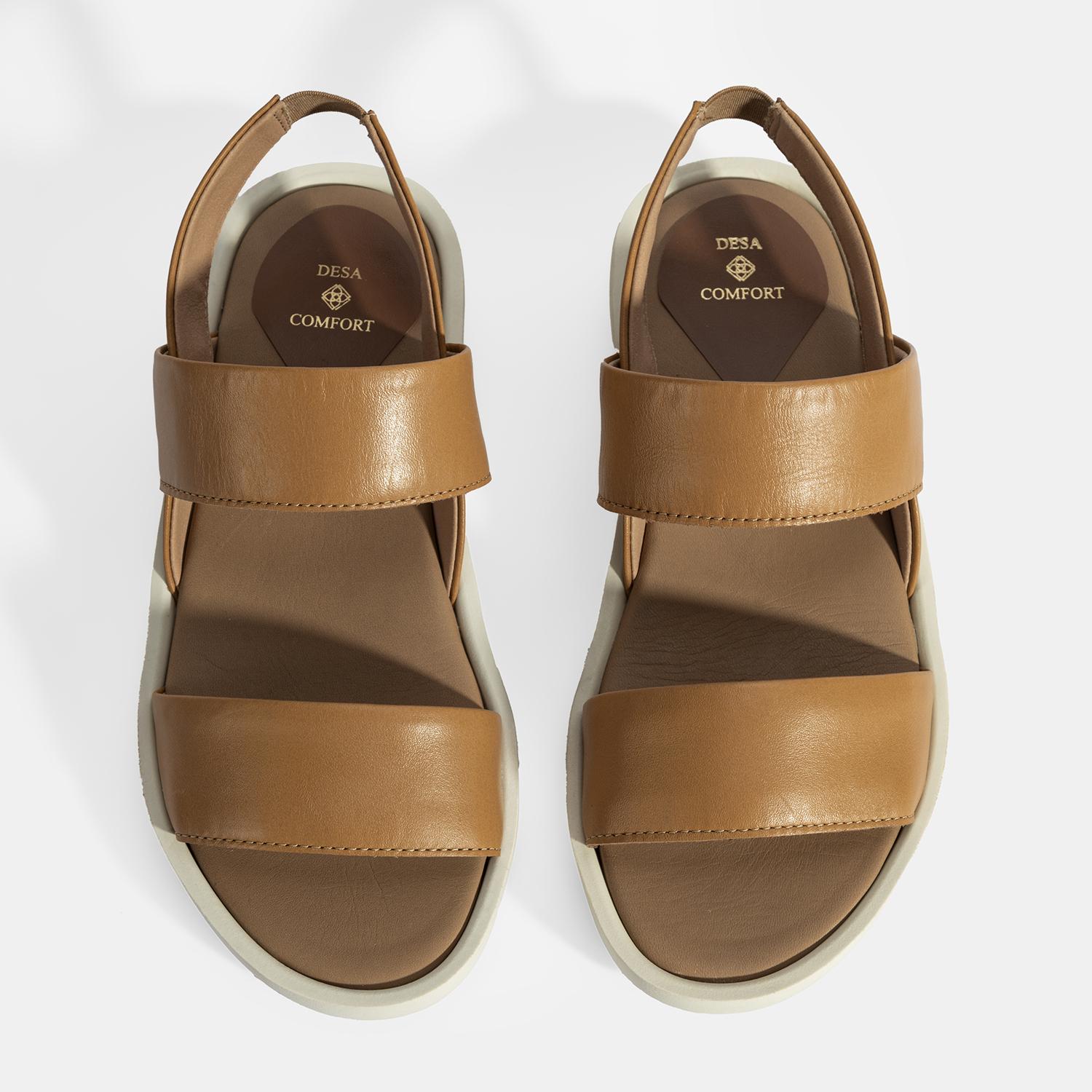 Nicole Sarı Kadın DesaComfort Deri Sandalet