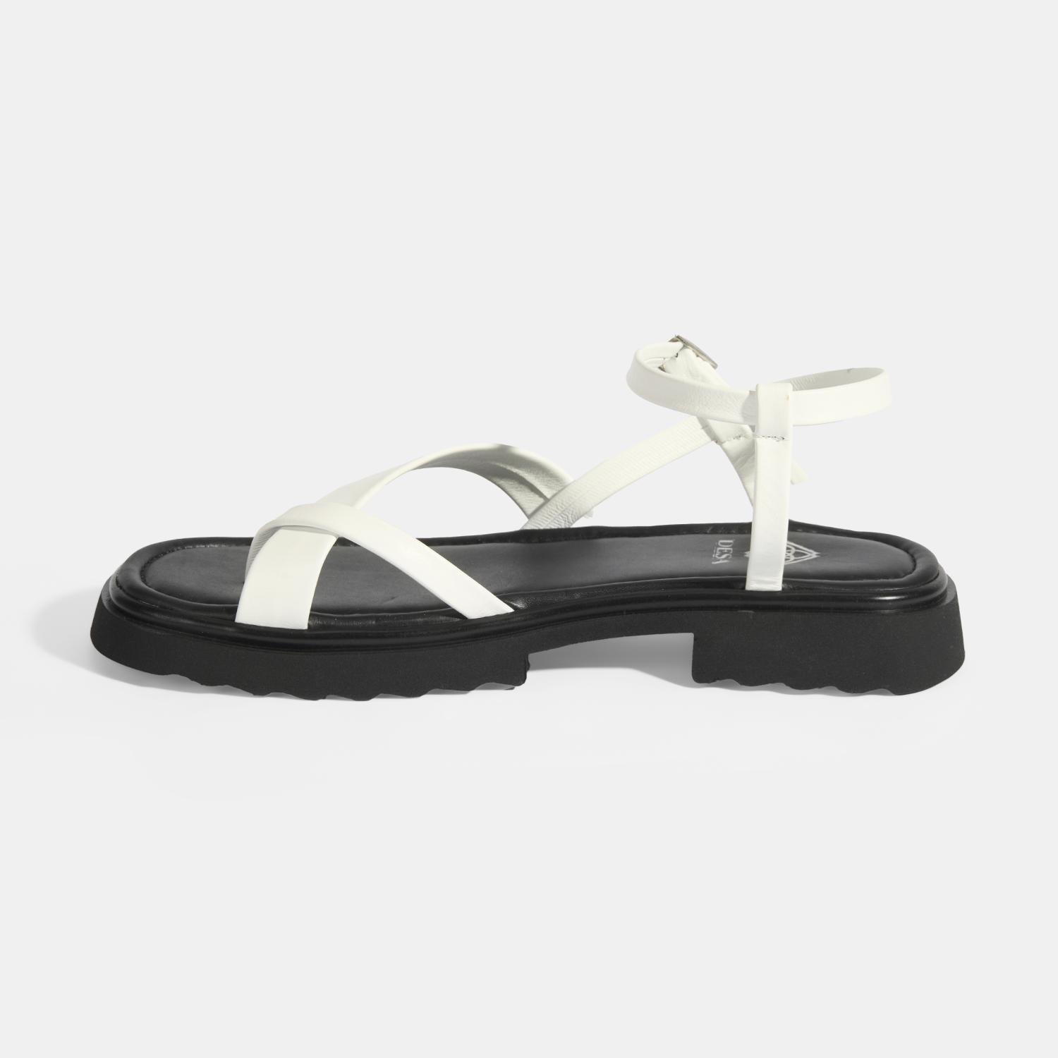 Kadın Beyaz Parmak Arası Deri Sandalet