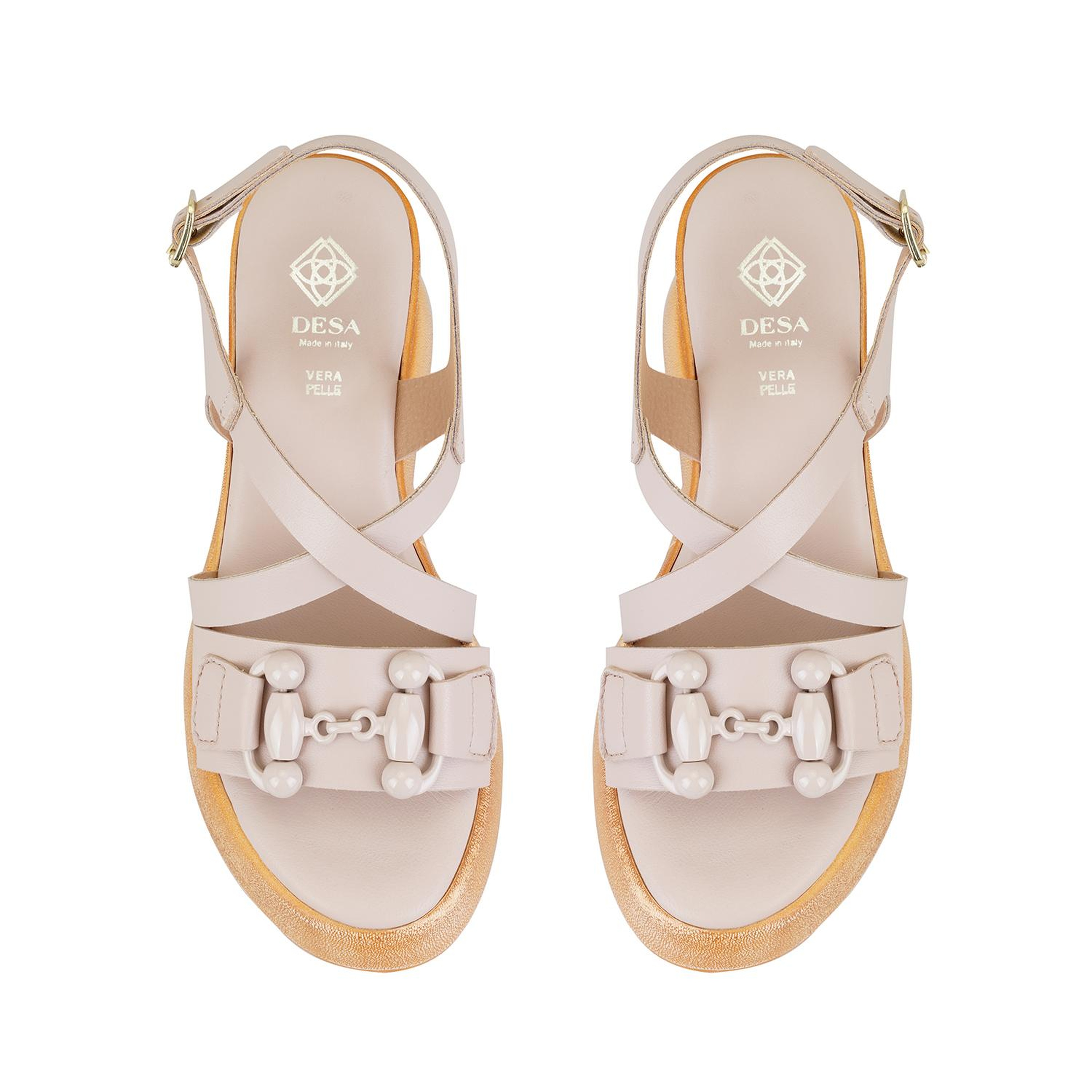 Kadın Pudra Ayarlanabilir Tokalı Topuklu Deri Sandalet