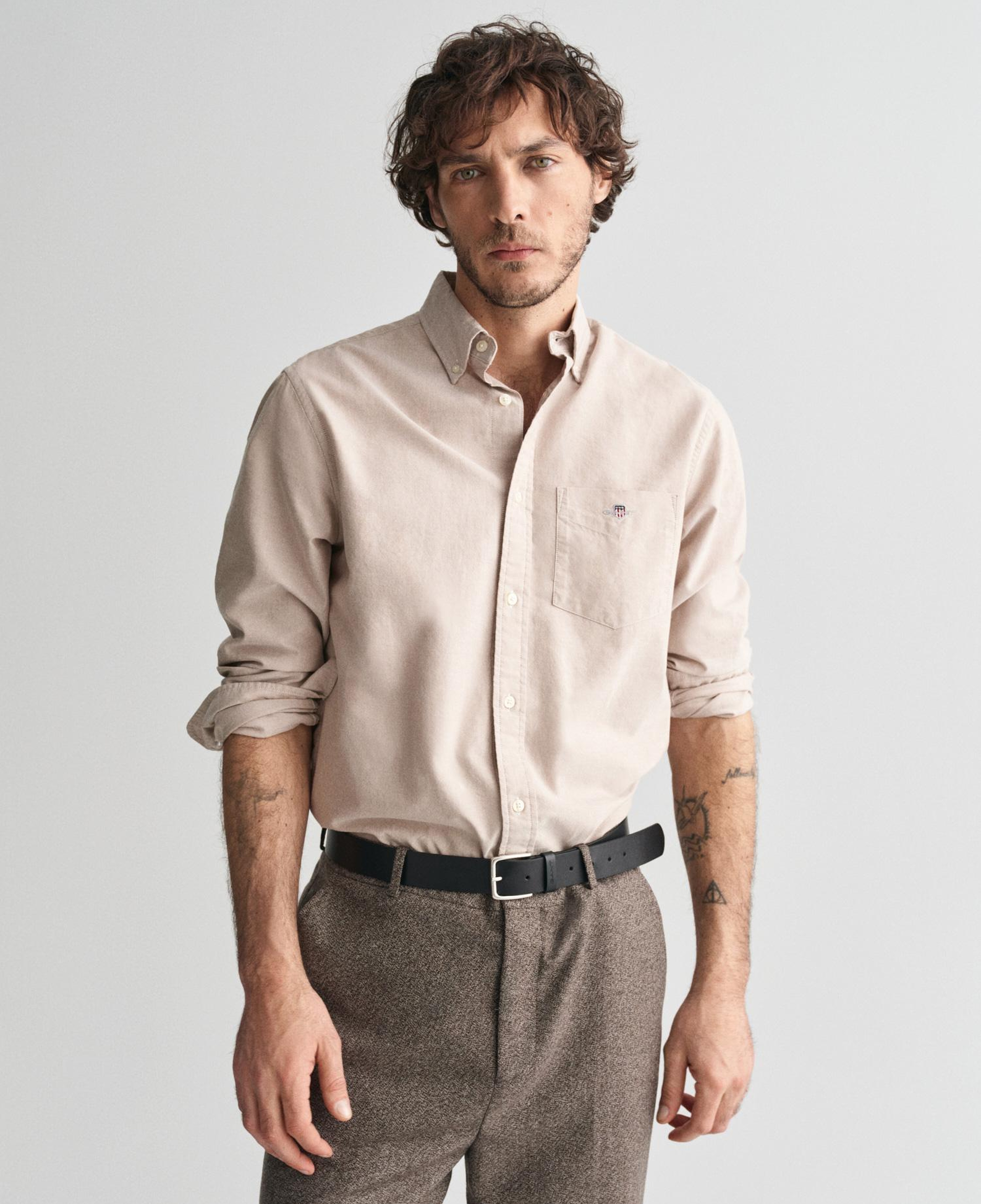 GANT Erkek Kahverengi Regular Fit Düğmeli Yaka Oxford Gömlek