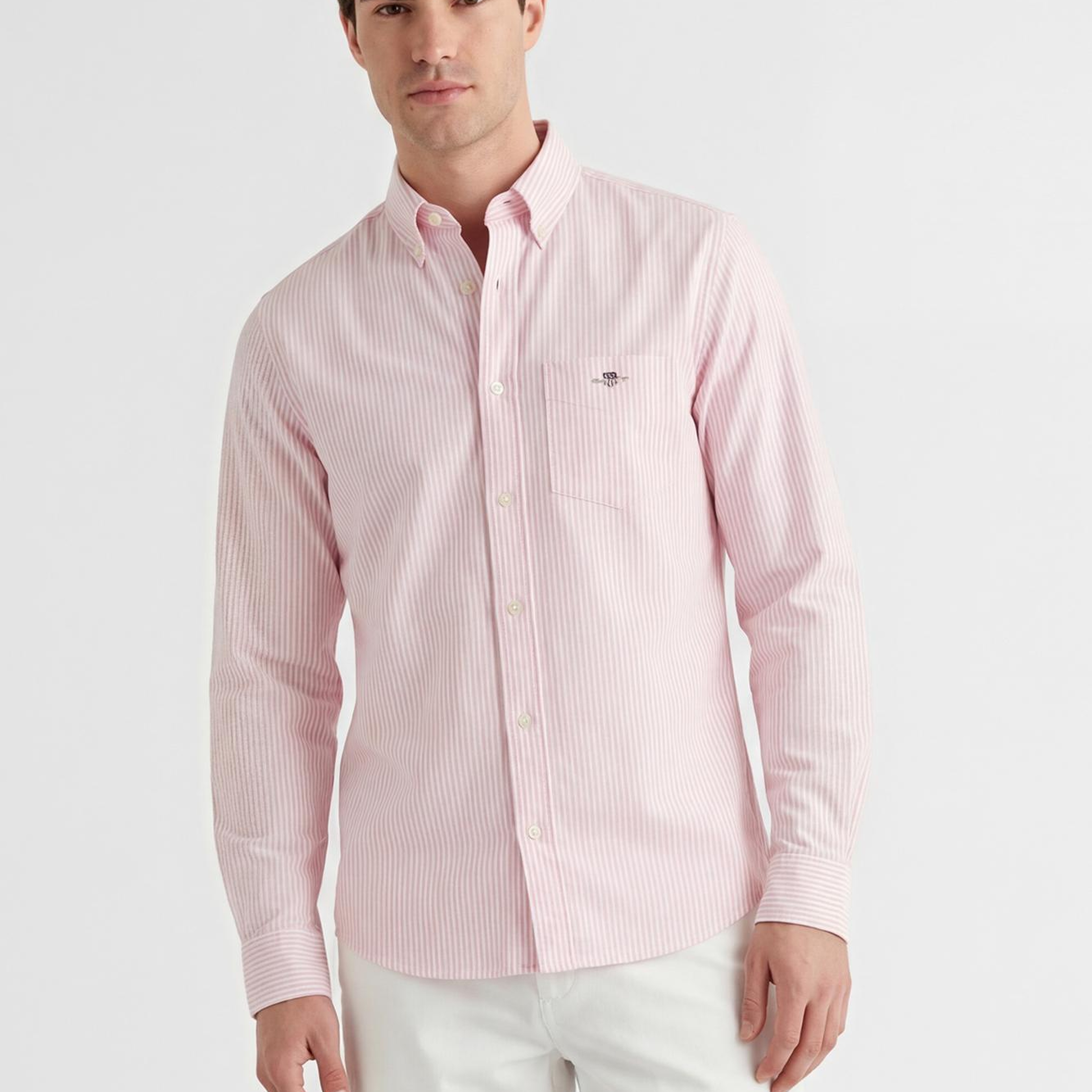 GANT Erkek Pembe Regular Fit Çizgili Logolu Gömlek