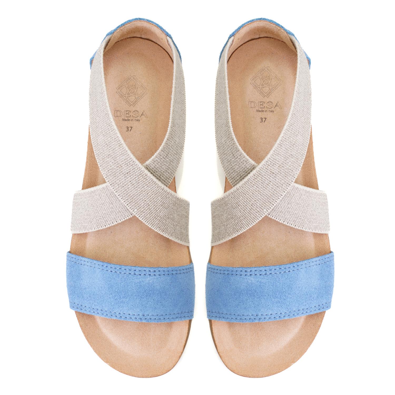 Kadın Mavi Süet Deri Sandalet