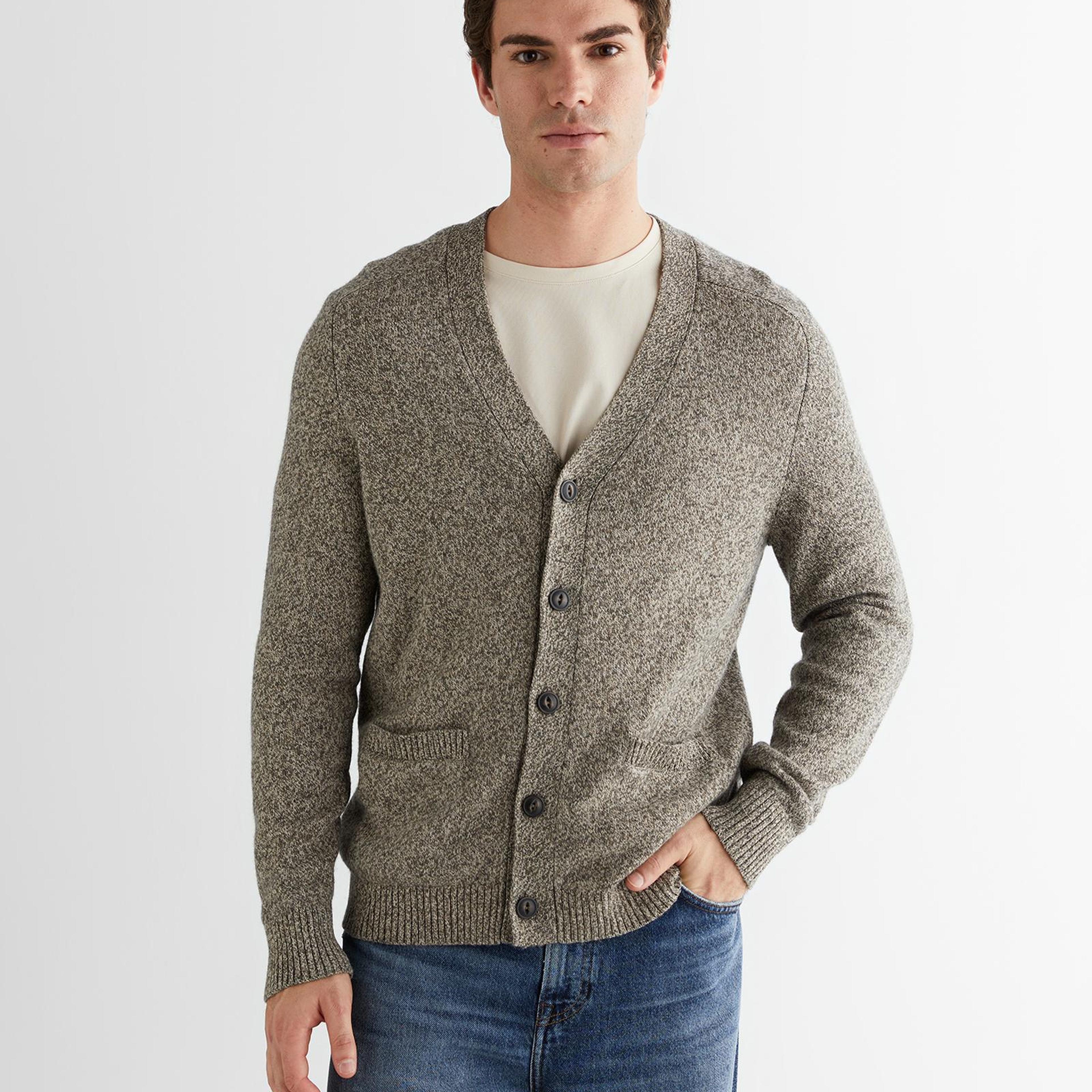 GANT Erkek Kahverengi Regular Fit V Yaka Hırka