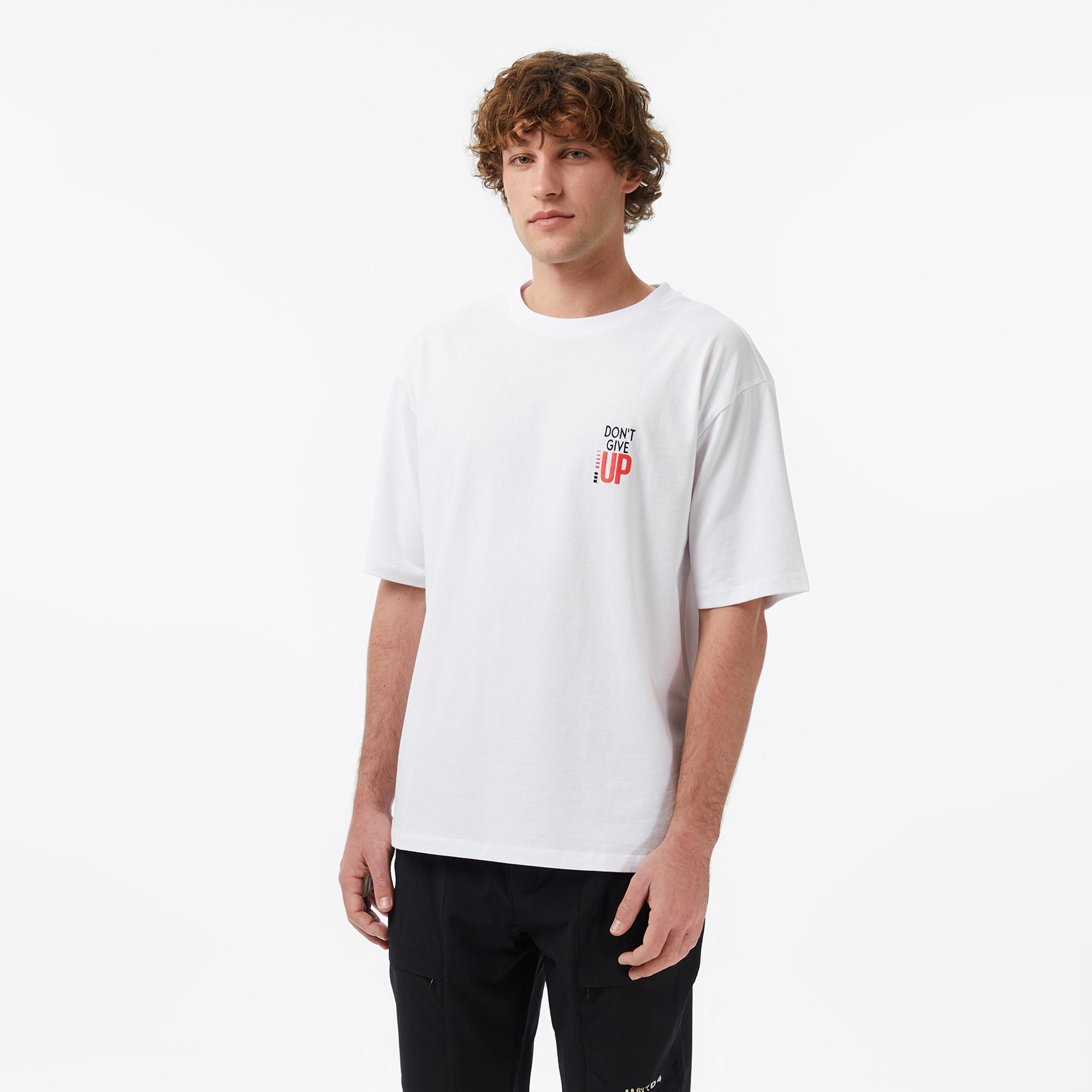 UNITED4 Regular Fit Erkek Beyaz T-Shirt