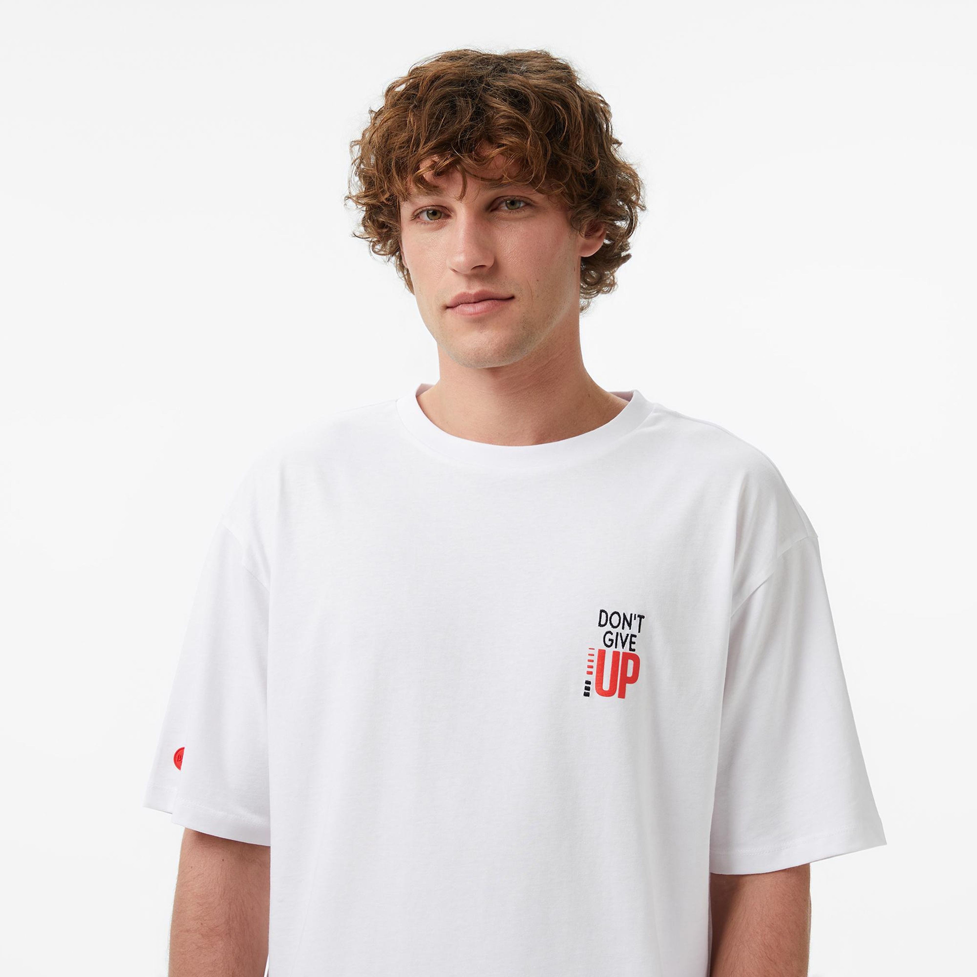 UNITED4 Regular Fit Erkek Beyaz T-Shirt