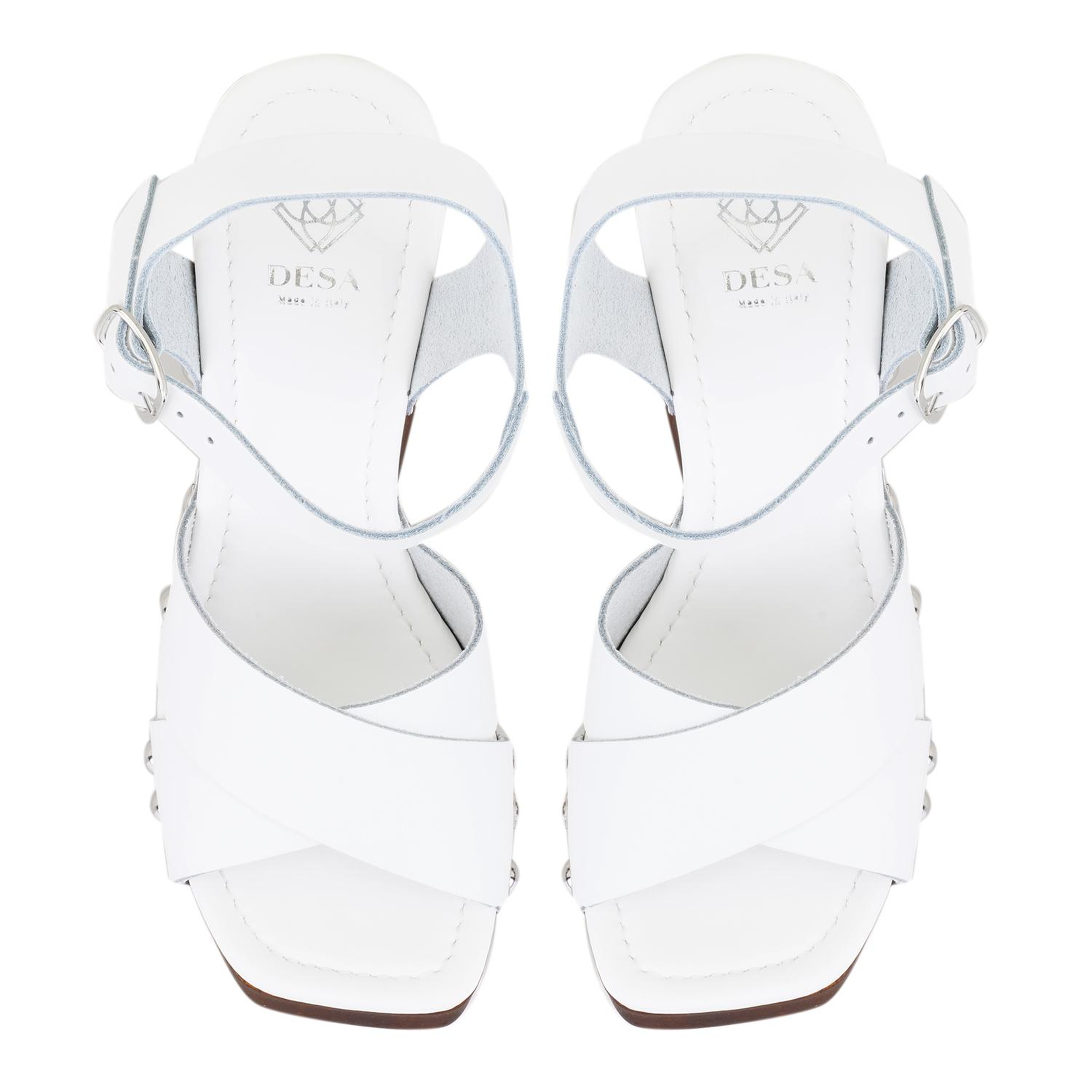 Kadın Beyaz Platform Topuklu Deri Sandalet