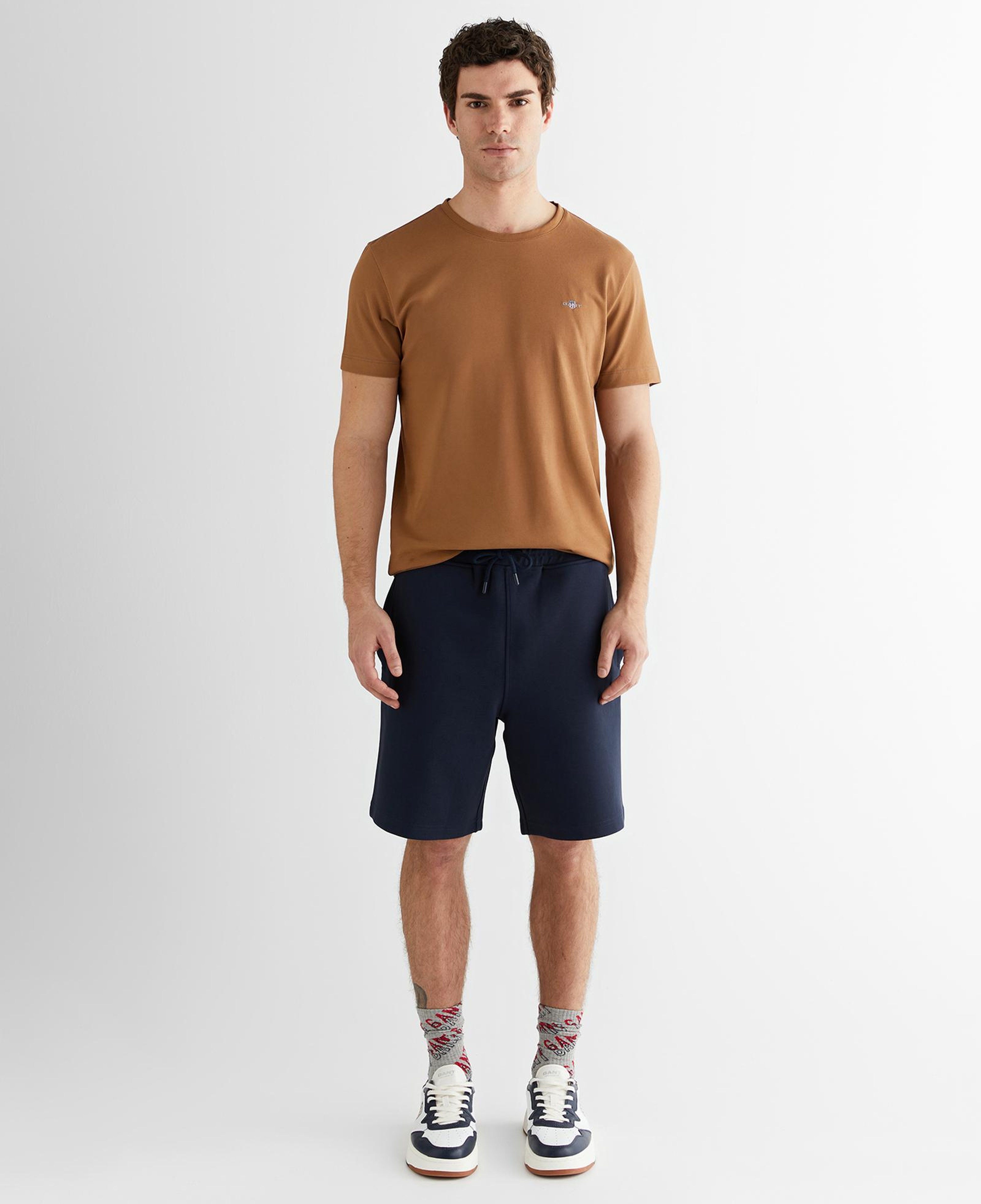 GANT Erkek Kahverengi Regular Fit Bisiklet Yaka T-Shirt