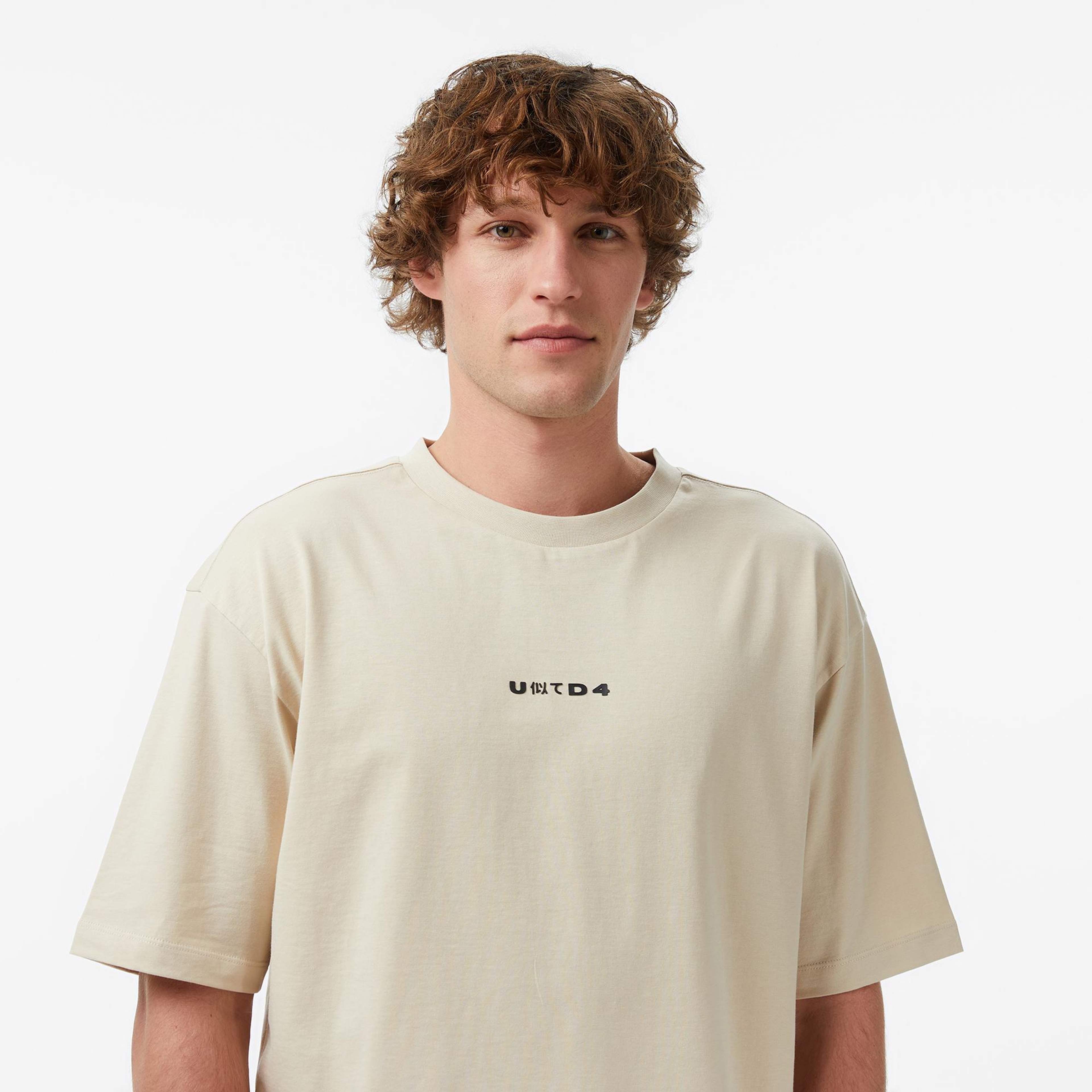 UNITED4 Regular Fit Erkek Krem T-Shirt