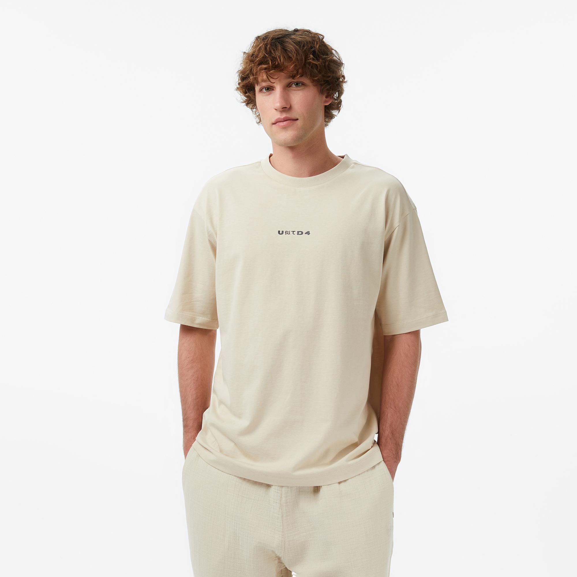 UNITED4 Regular Fit Erkek Krem T-Shirt