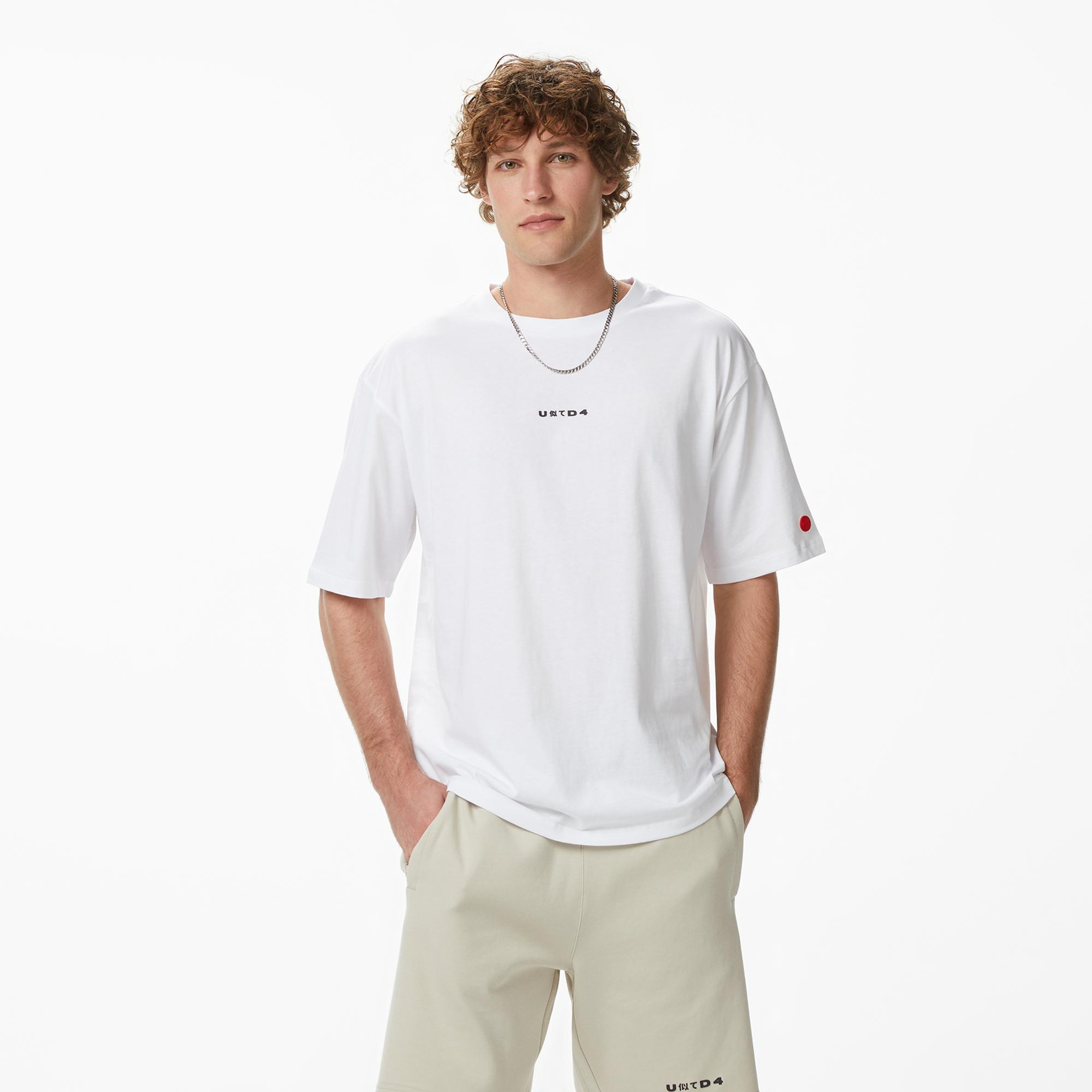 UNITED4 Regular Fit Erkek Beyaz T-Shirt