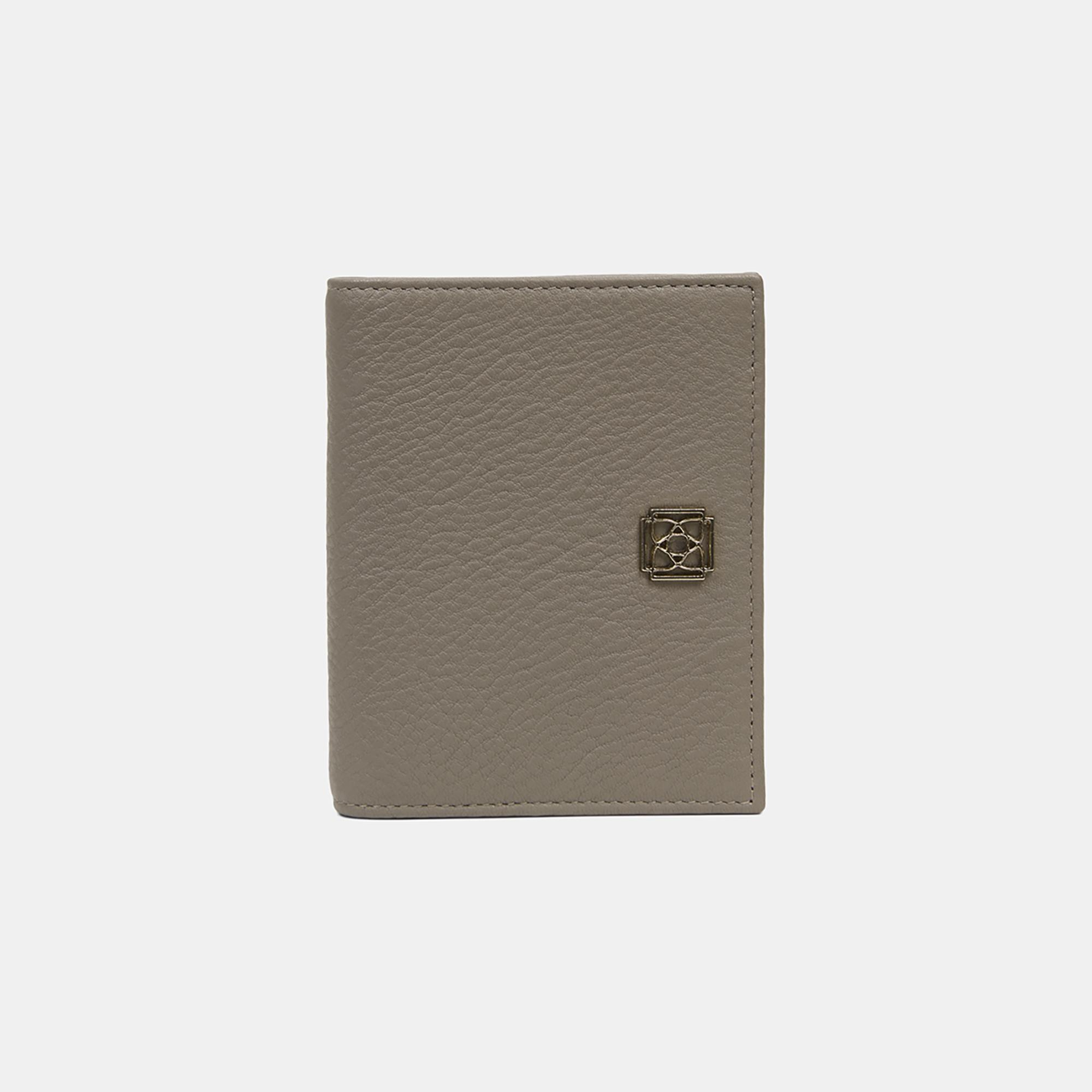 Kadın Gri Logolu Deri Dokulu Cüzdan