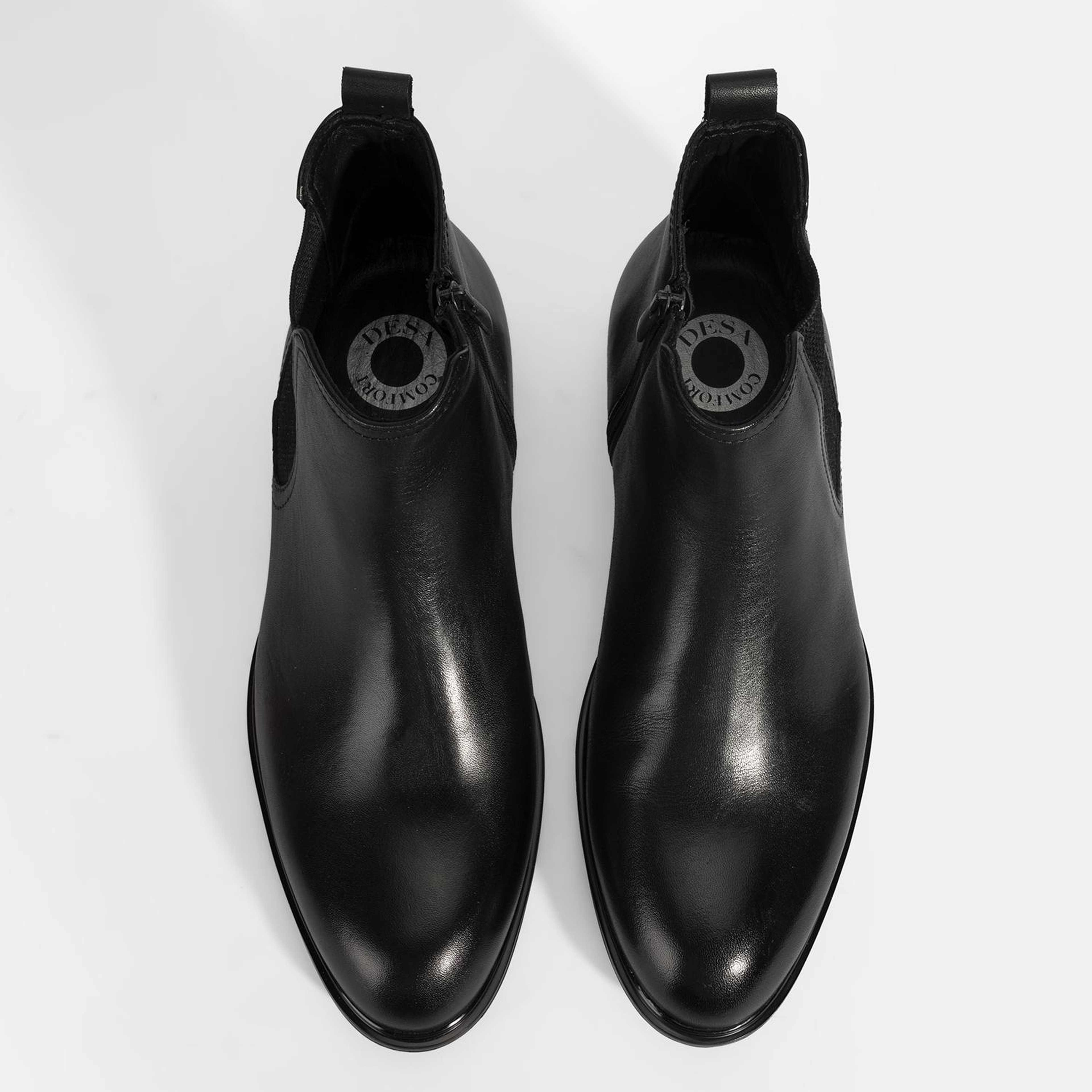 Erkek Siyah DesaComfort Lastikli Deri Bot