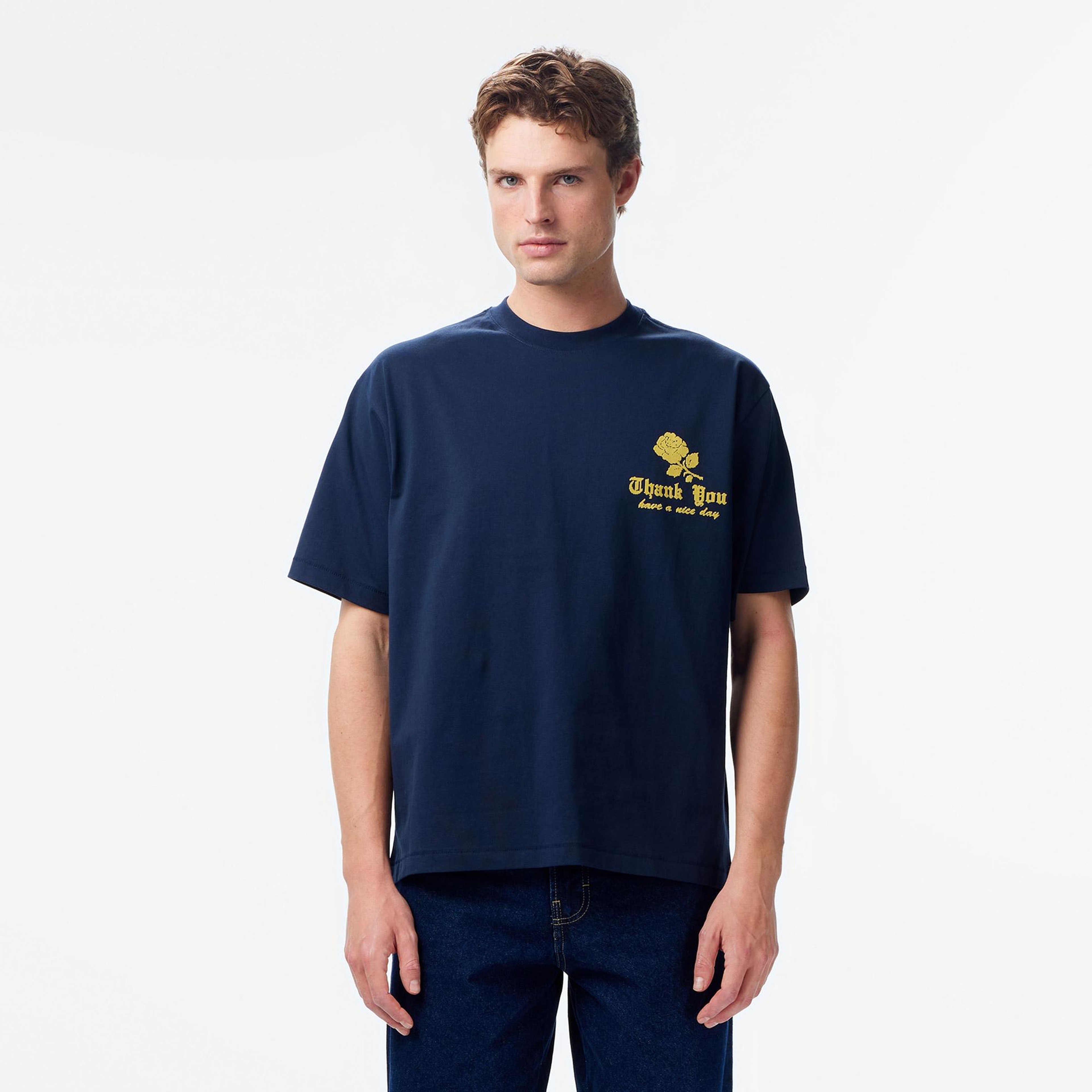 Market Thank You Needlepoint Erkek Lacivert T-Shirt