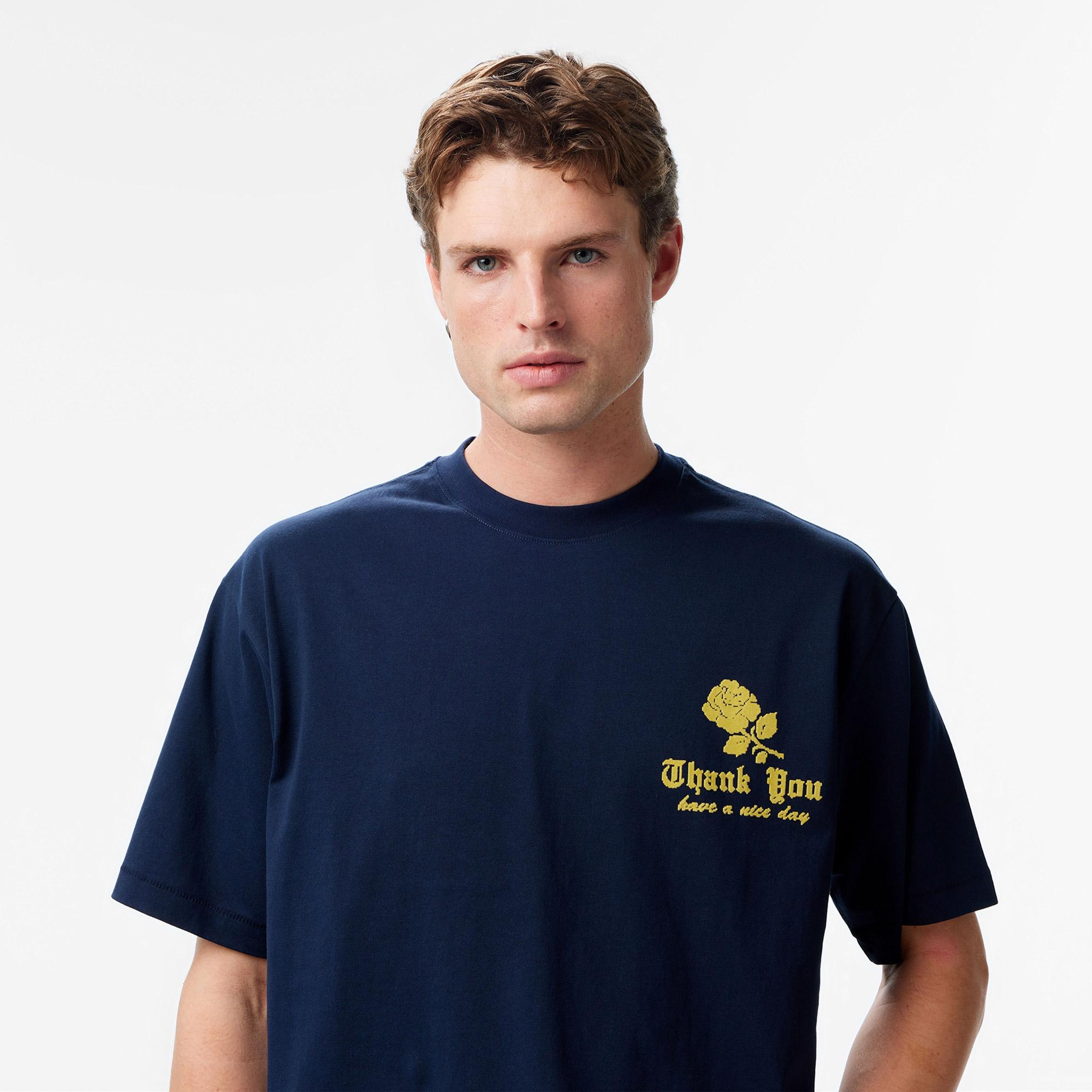 Market Thank You Needlepoint Erkek Lacivert T-Shirt
