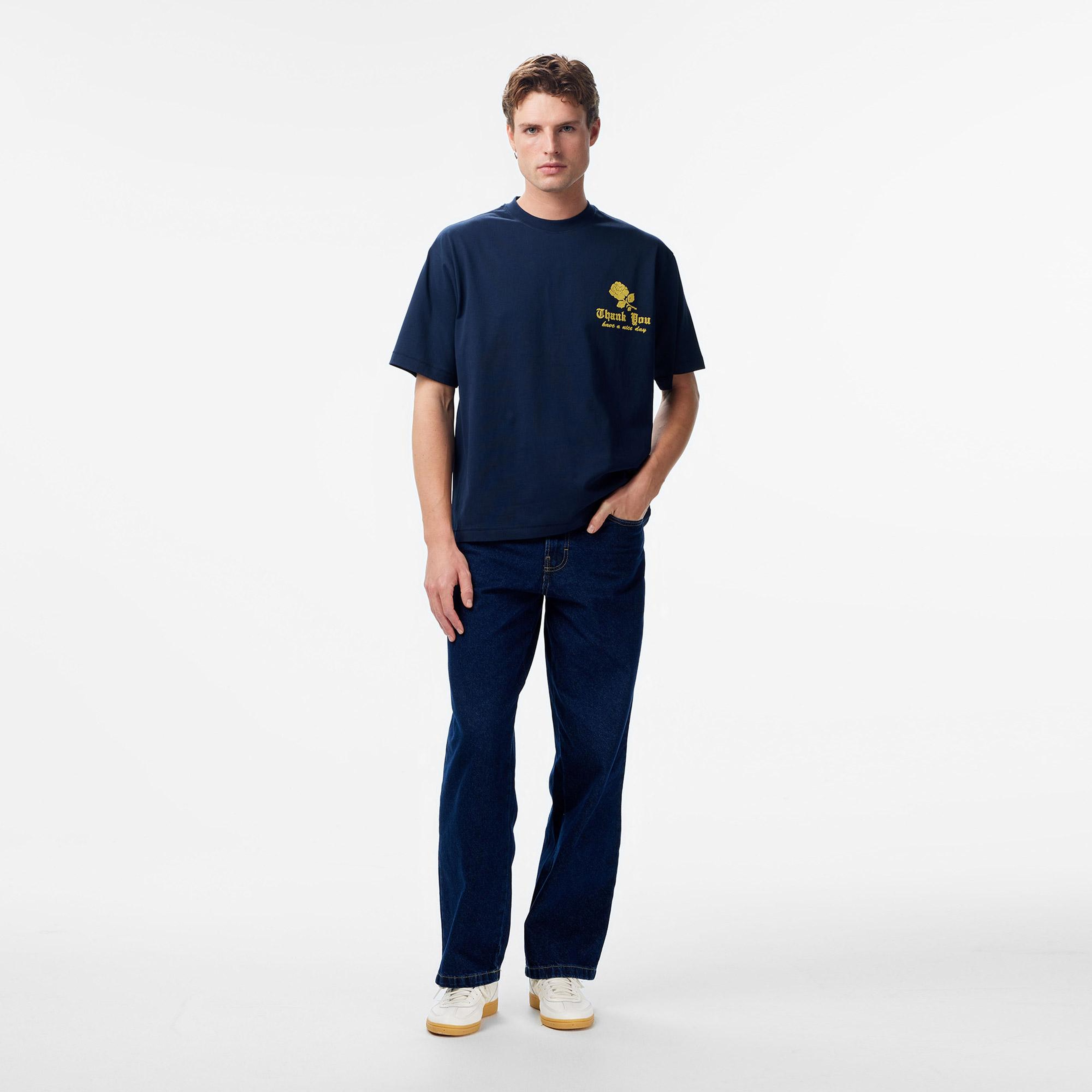 Market Thank You Needlepoint Erkek Lacivert T-Shirt