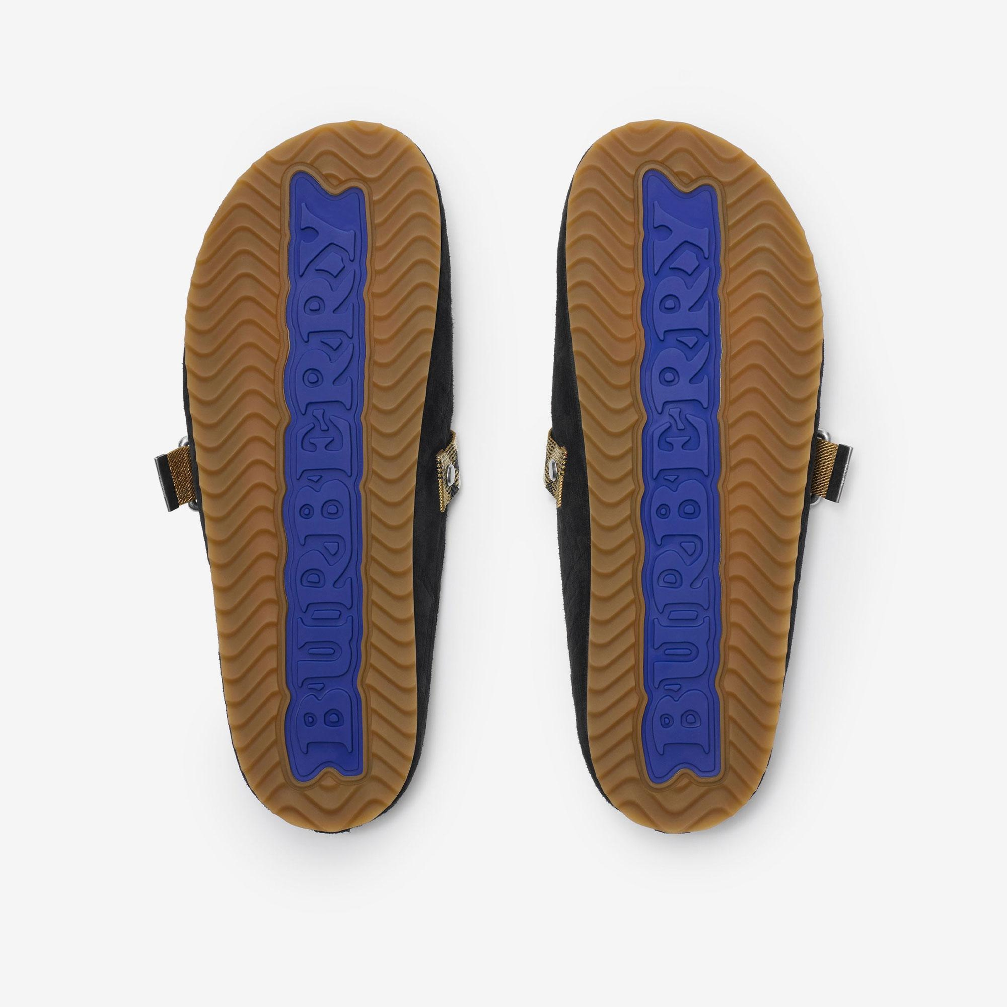 Burberry Check Suede Urchin Erkek Siyah Terlik