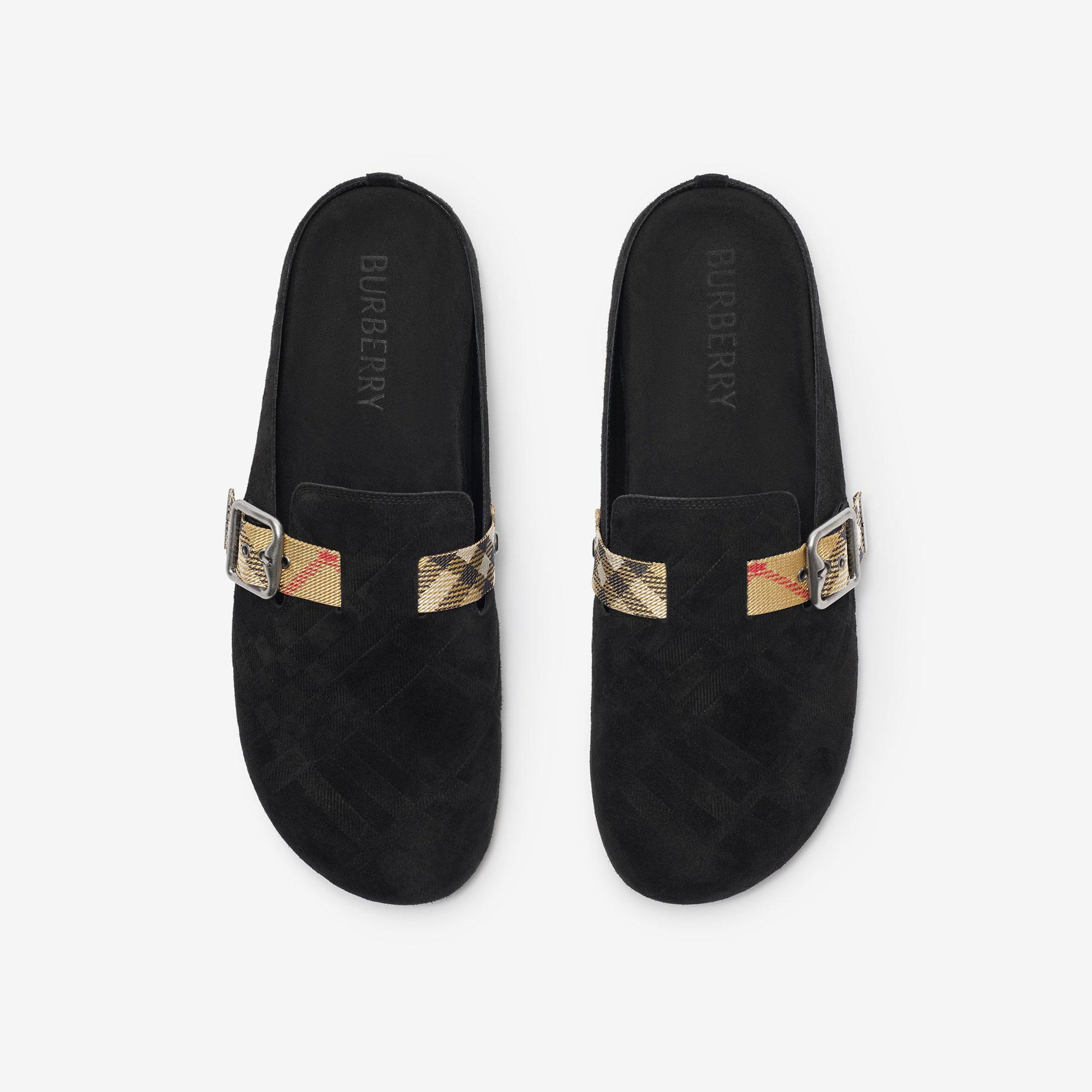 Burberry Check Suede Urchin Erkek Siyah Terlik