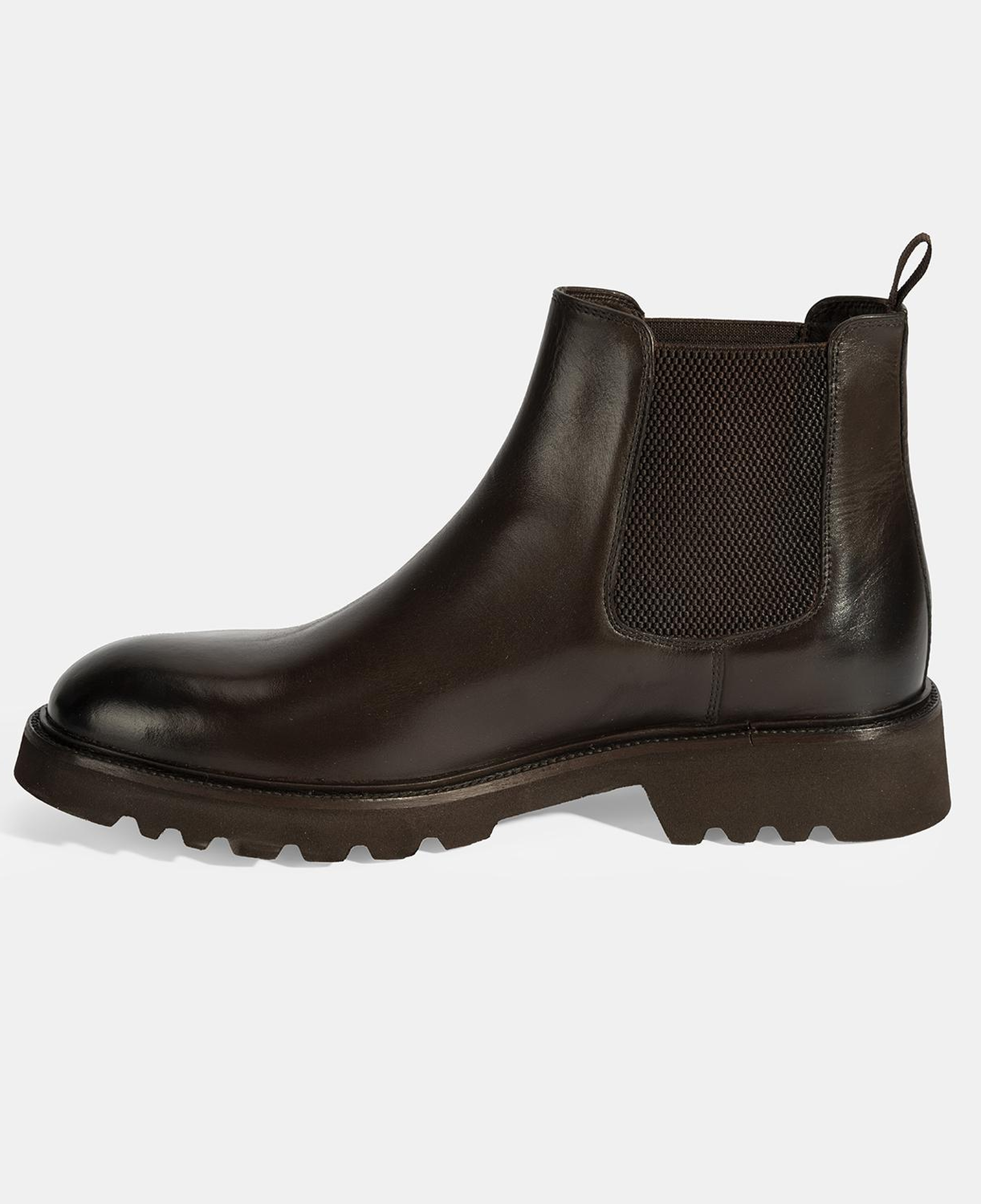 Erkek Kahve Lastik Detaylı Deri Bot