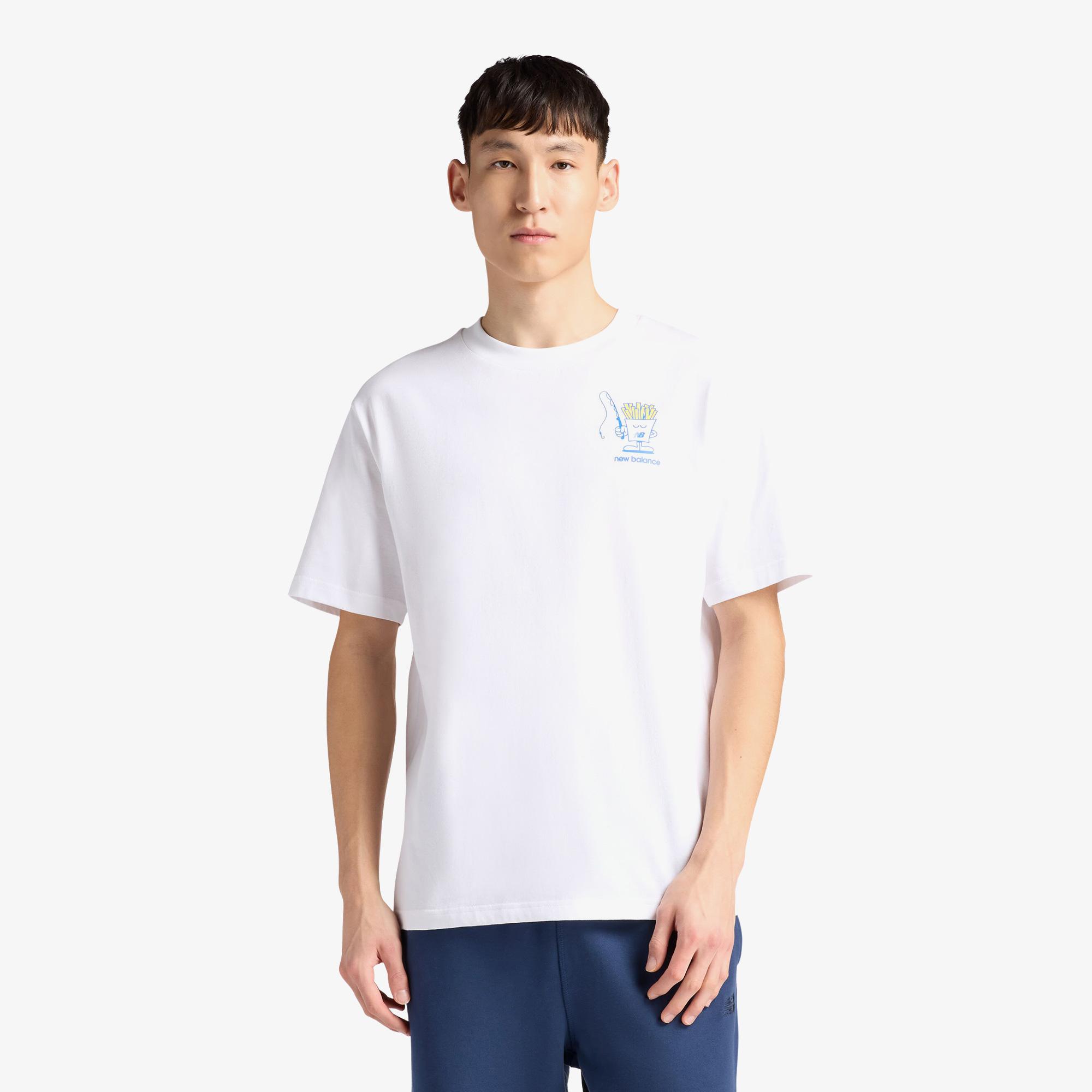 New Balance Fish and Chips Erkek Beyaz T-Shirt