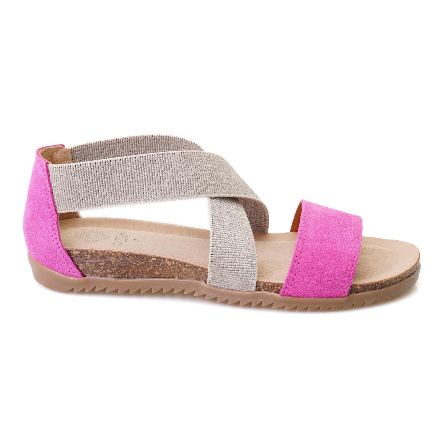 Kadın Pembe Süet Deri Sandalet