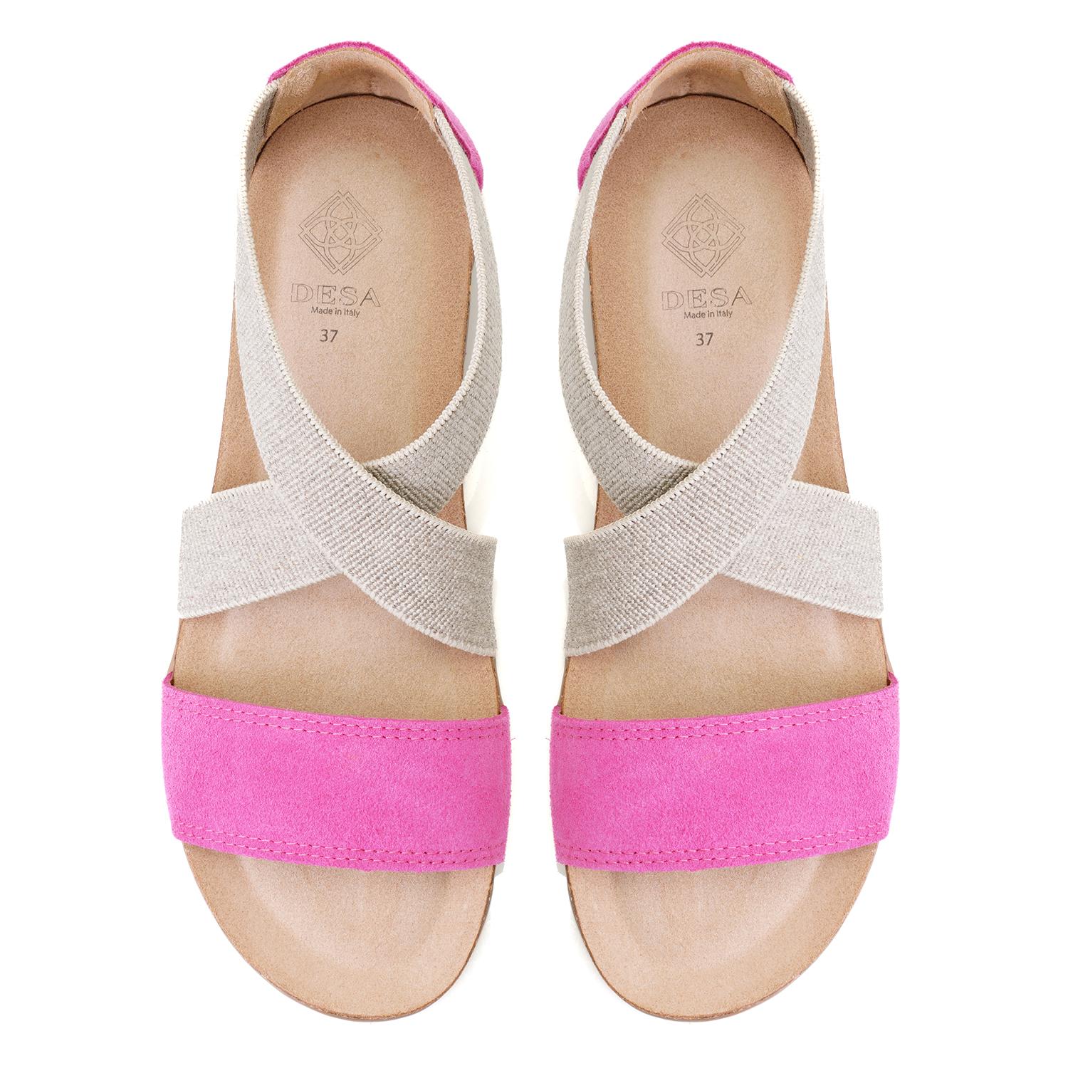 Kadın Pembe Süet Deri Sandalet