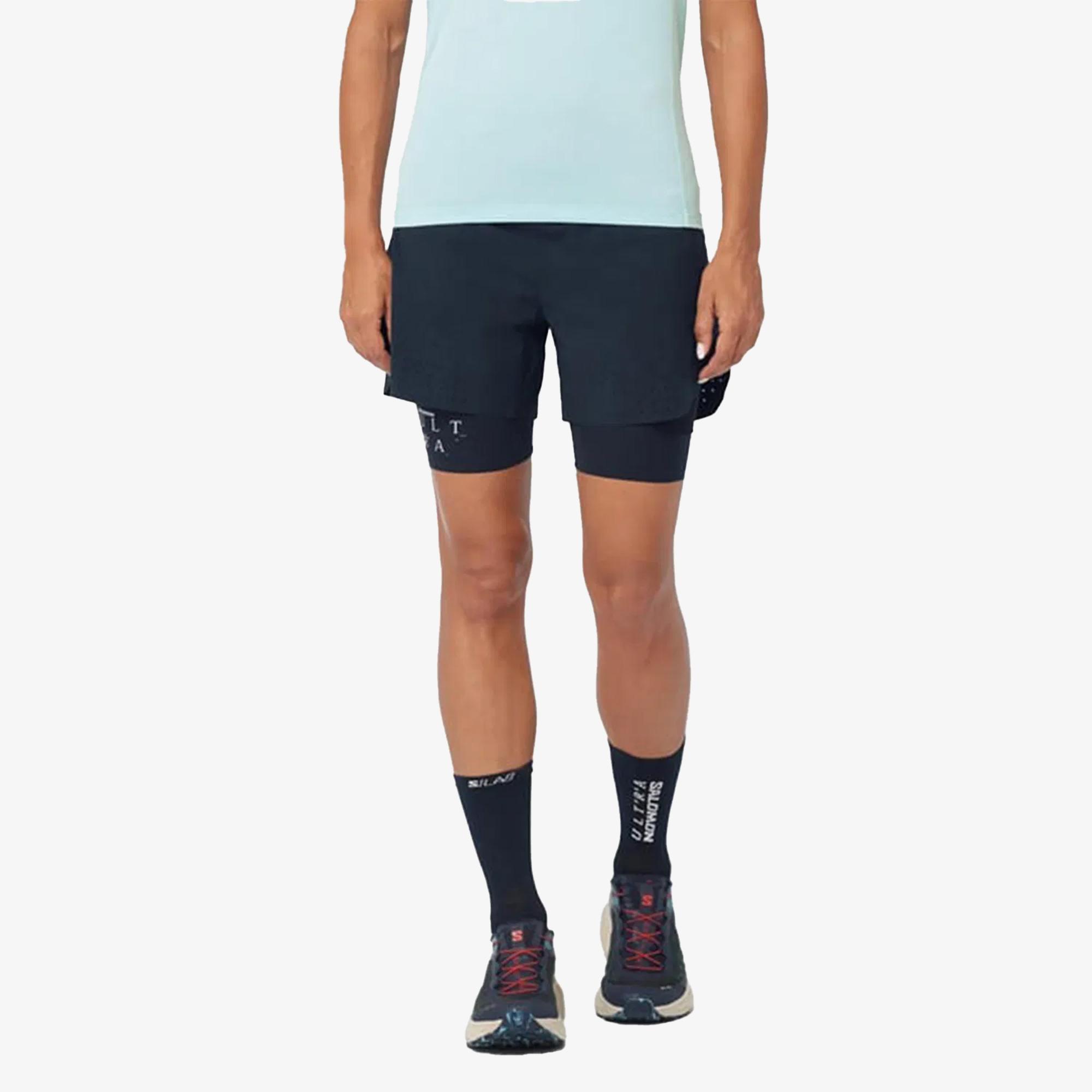 Salomon S/LAB Ultra 2IN1 Kadın Lacivert Koşu Şortu