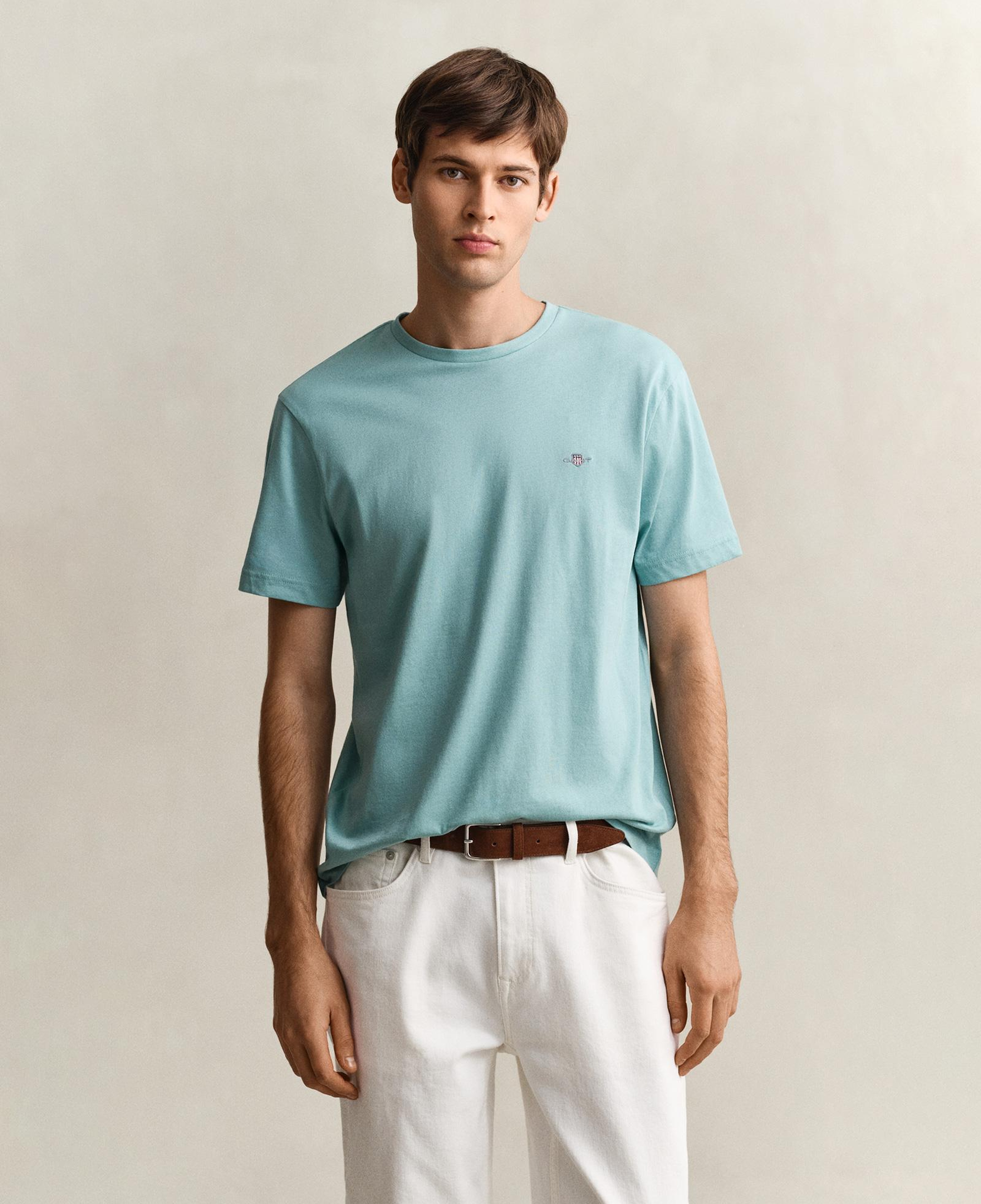 GANT Erkek Mavi Bisiklet Yaka Regular Fit Logolu T-Shirt