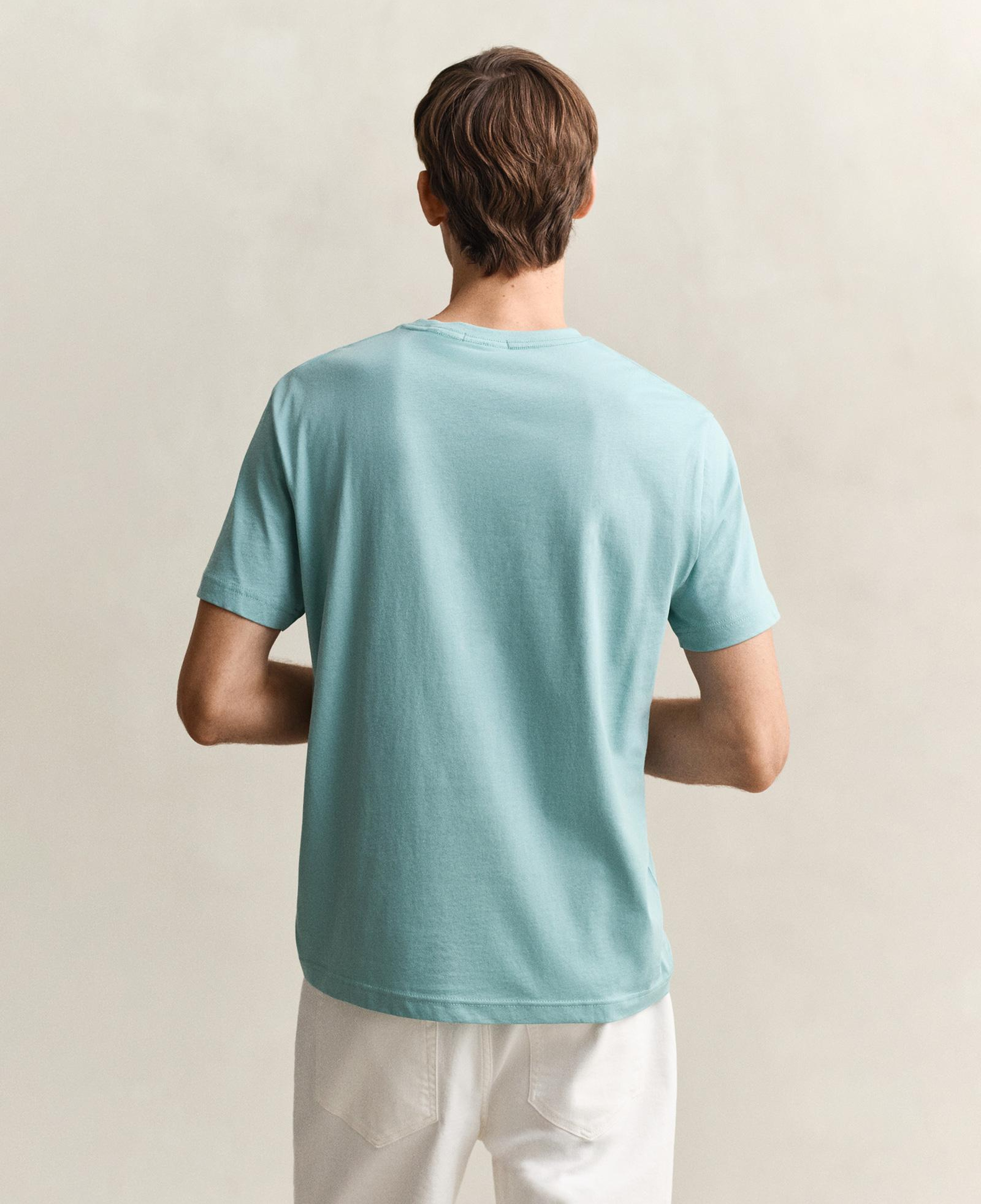 GANT Erkek Mavi Bisiklet Yaka Regular Fit Logolu T-Shirt