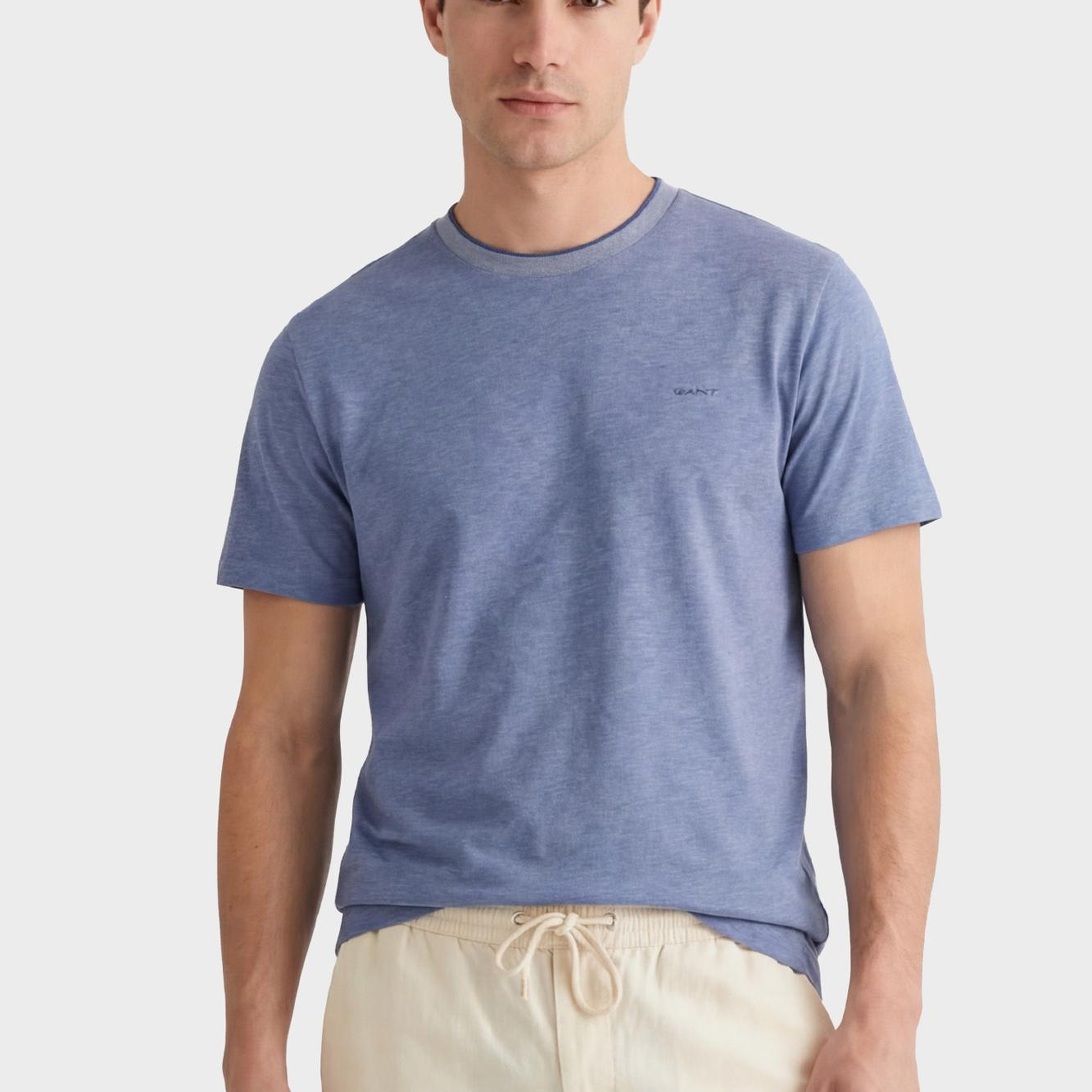 GANT Erkek Mavi Bisiklet Yaka Regular Fit T-Shirt