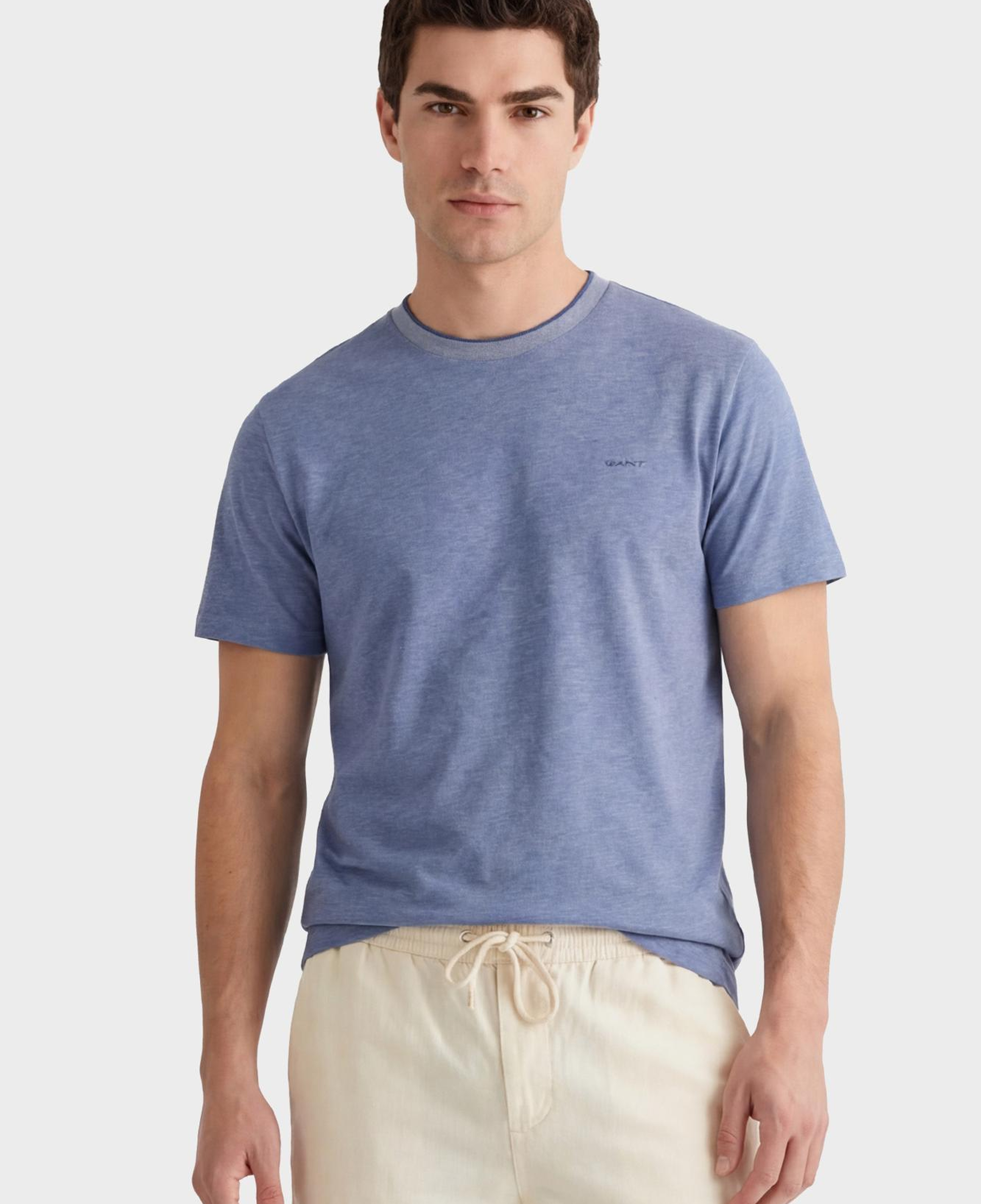 GANT Erkek Mavi Bisiklet Yaka Regular Fit T-Shirt