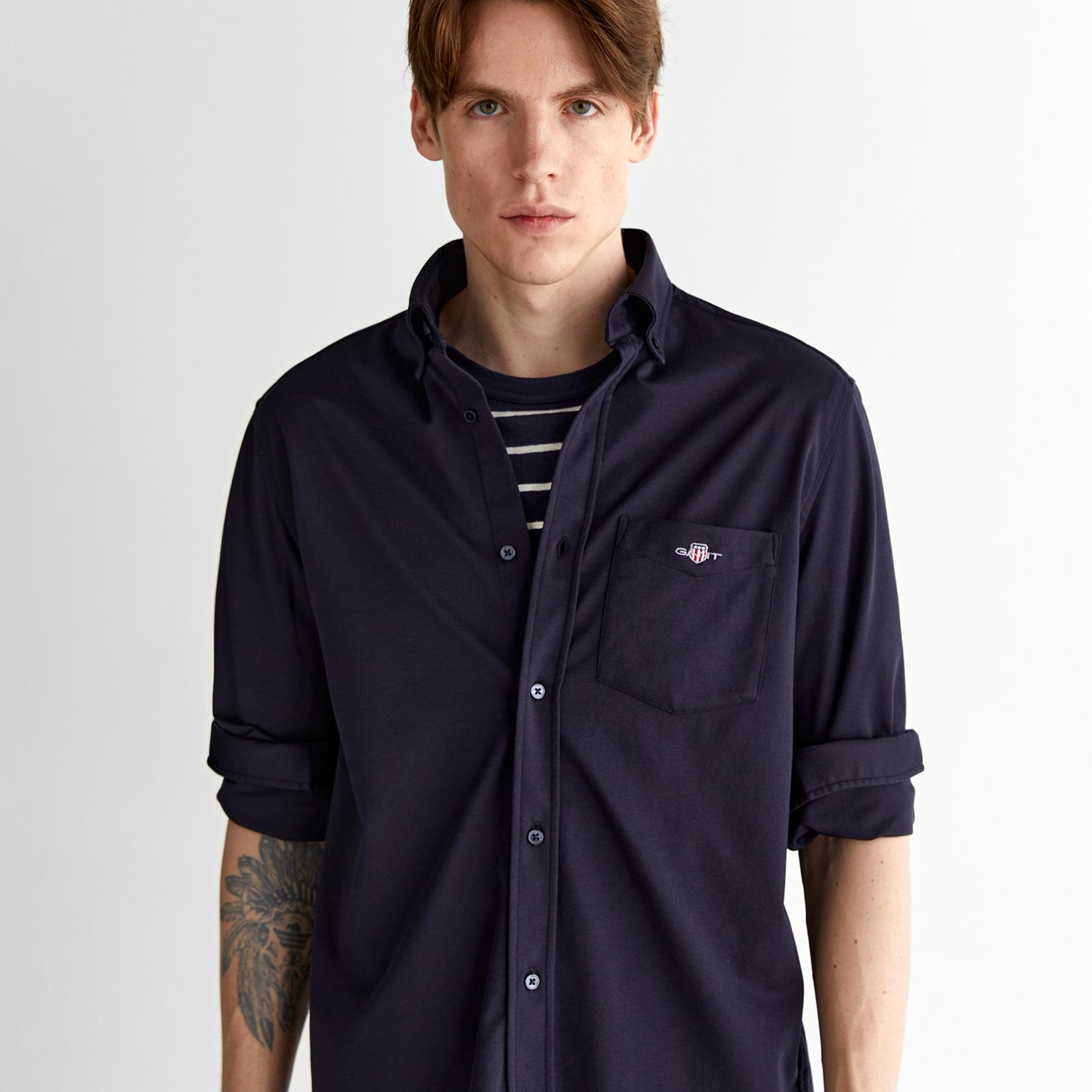 GANT Erkek Lacivert Regular Fit Düğmeli Yaka Gömlek