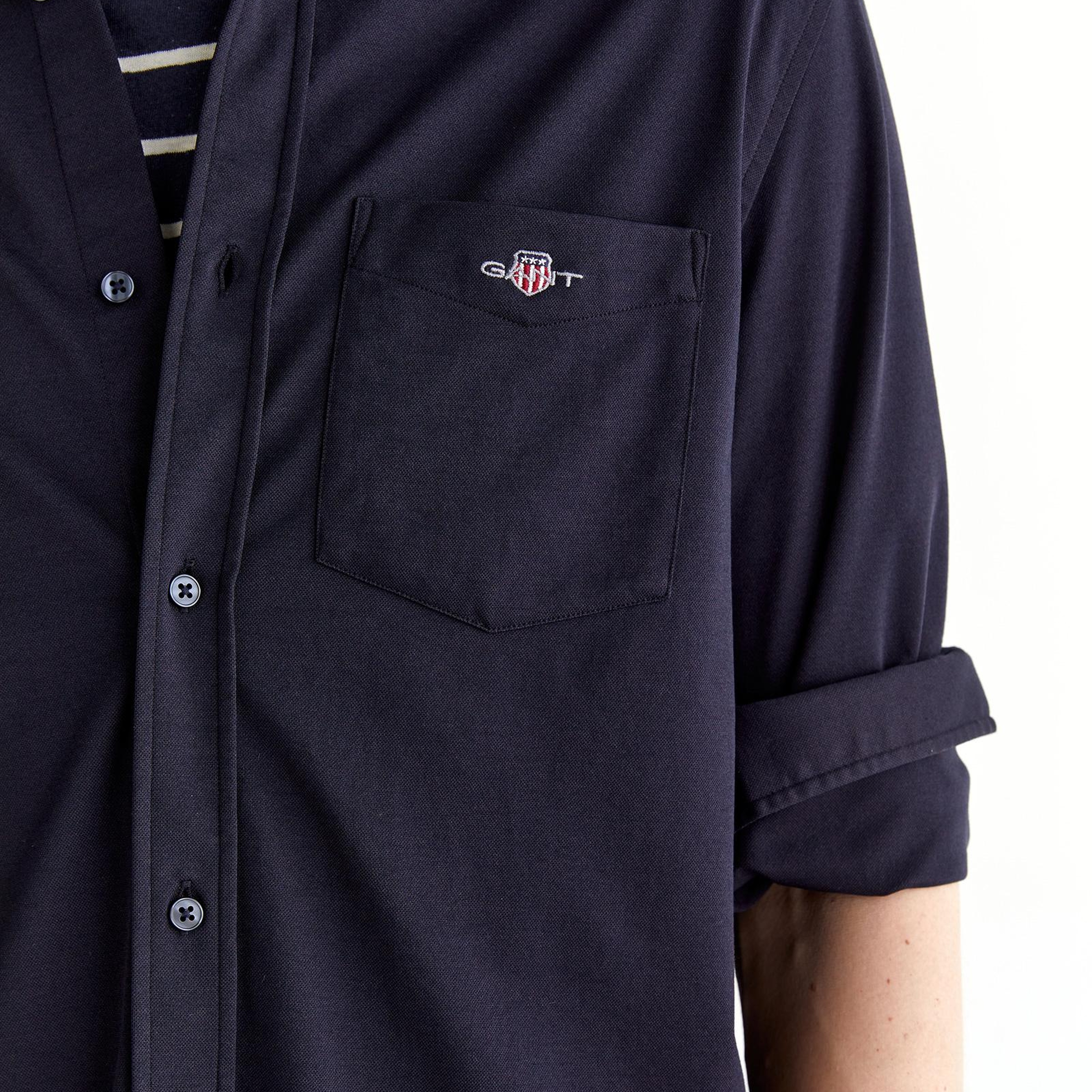 GANT Erkek Lacivert Regular Fit Düğmeli Yaka Gömlek