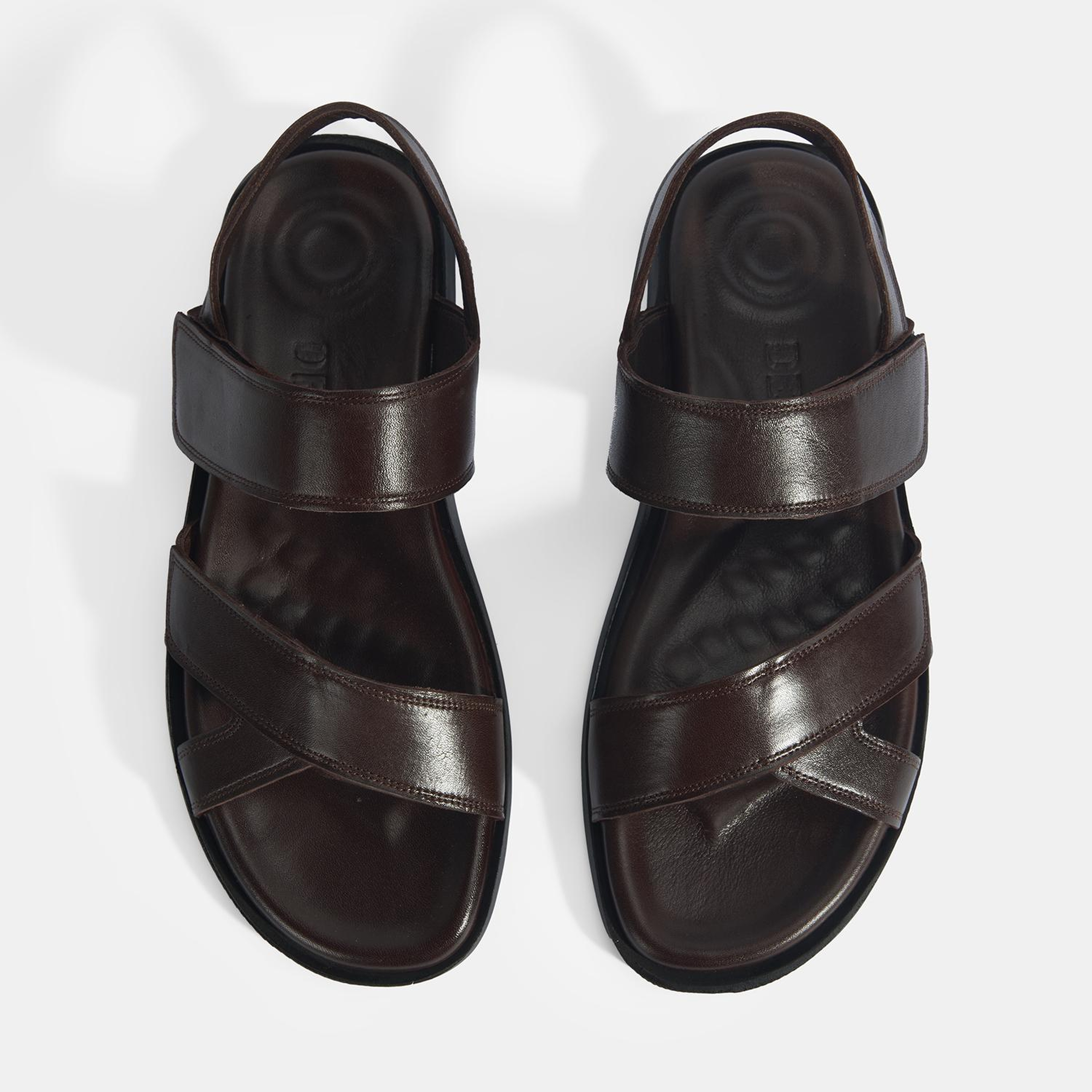 Erkek Kahve Cırt Detaylı Deri Sandalet