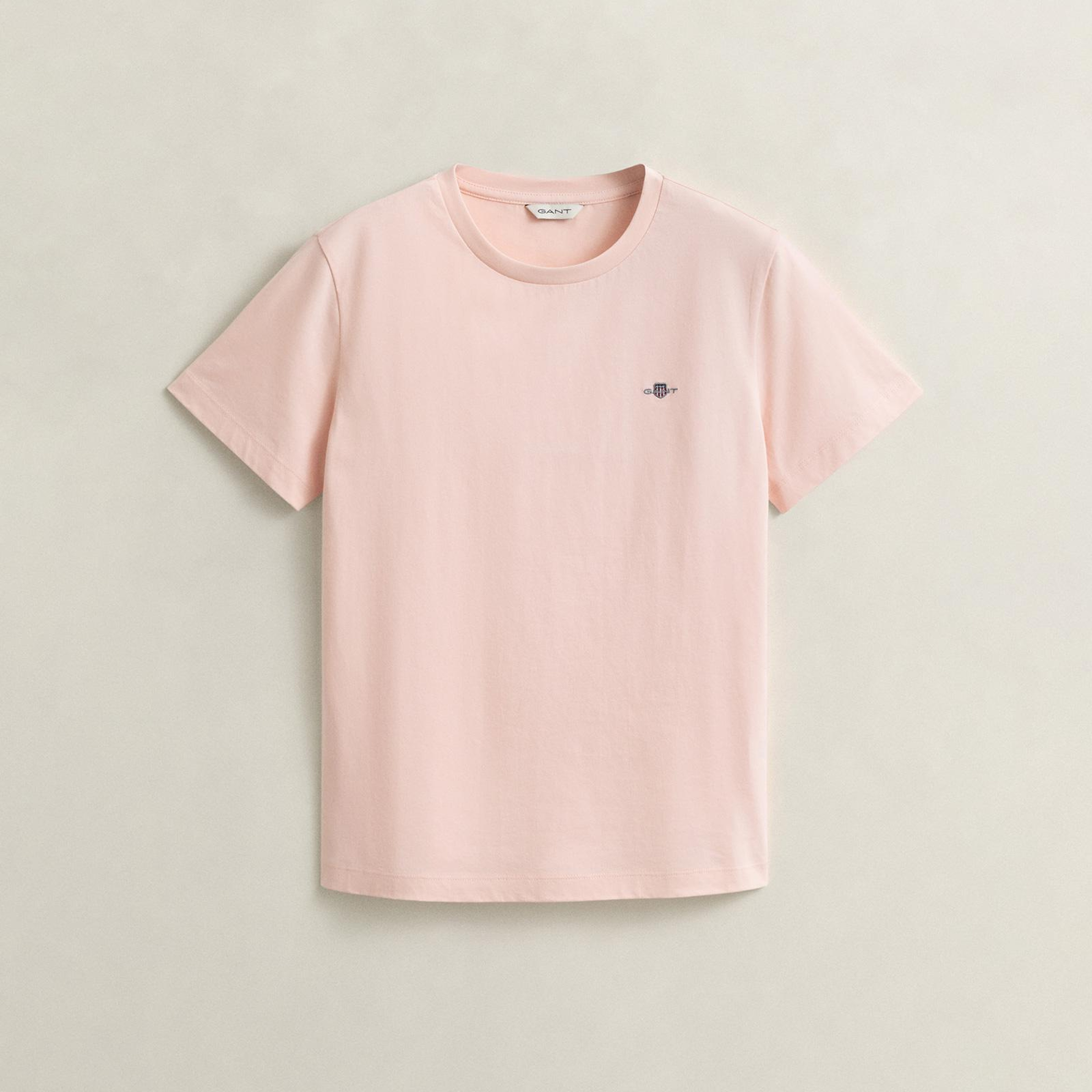 GANT Kadın Pembe Bisiklet Yaka Regular Fit Logolu T-Shirt