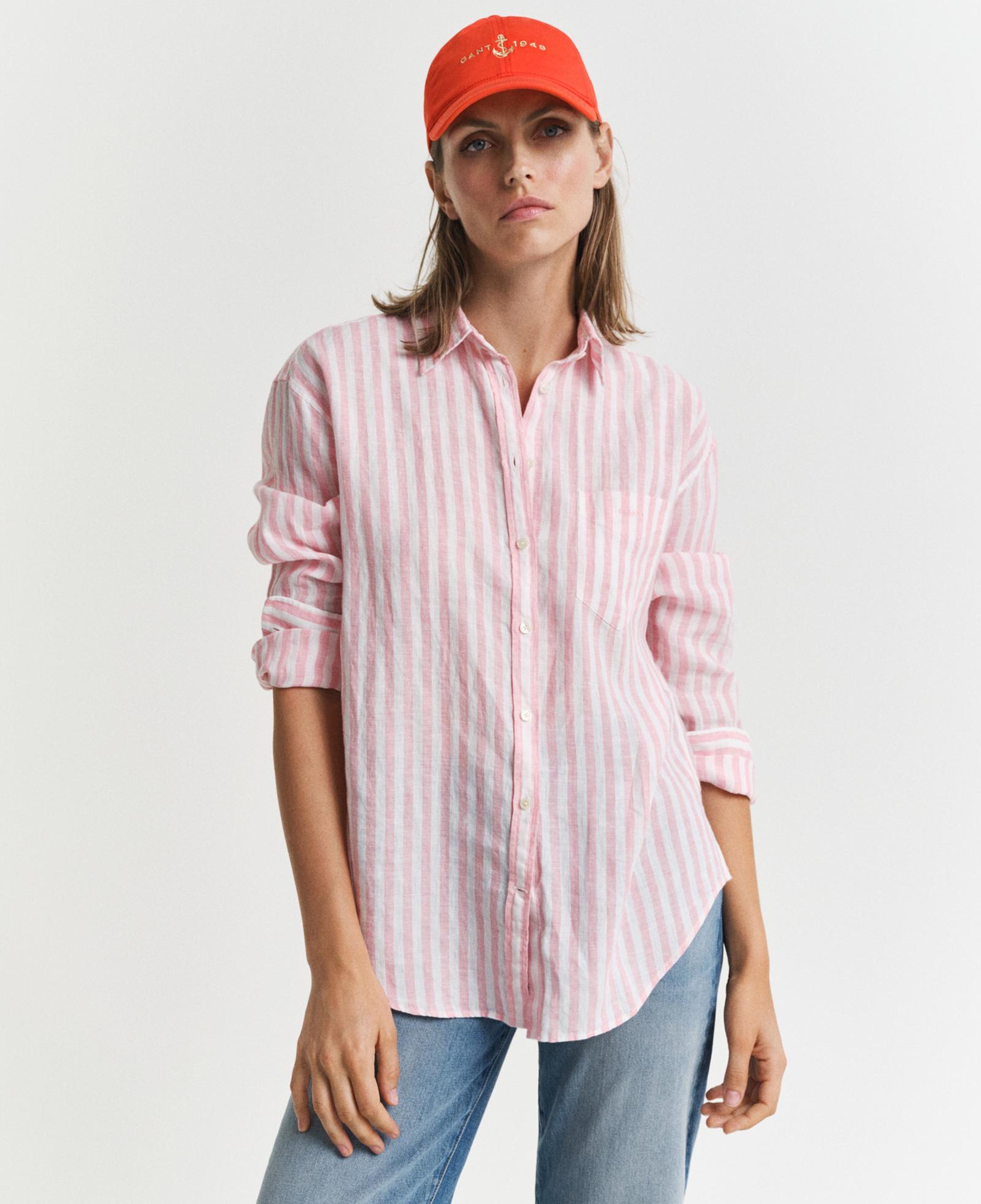 GANT Kadın Pembe Relaxed Fit Klasik Yaka Çizgili Gömlek