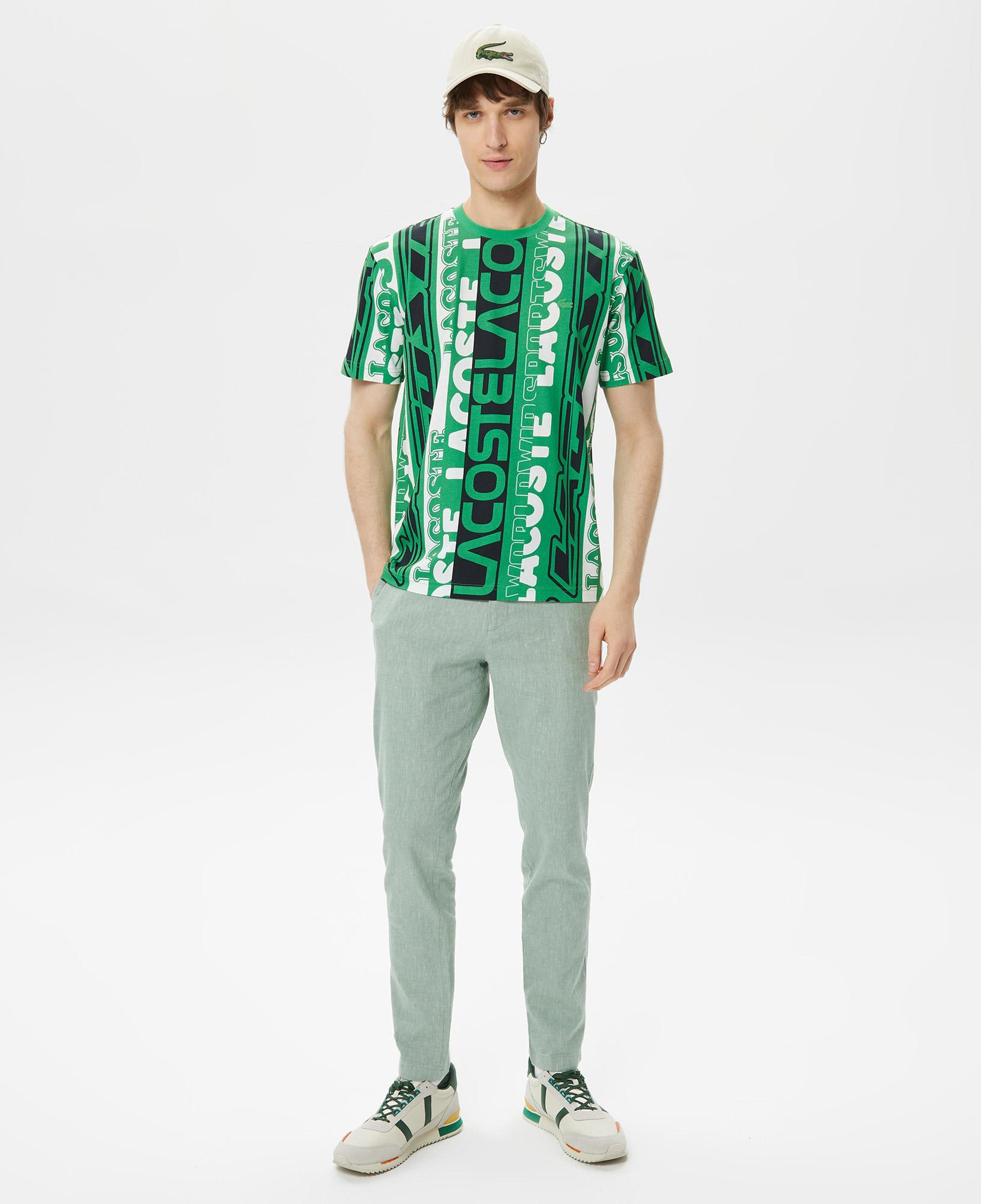 Erkek Regular Fit Bisiklet Yaka Baskılı Yeşil T-Shirt