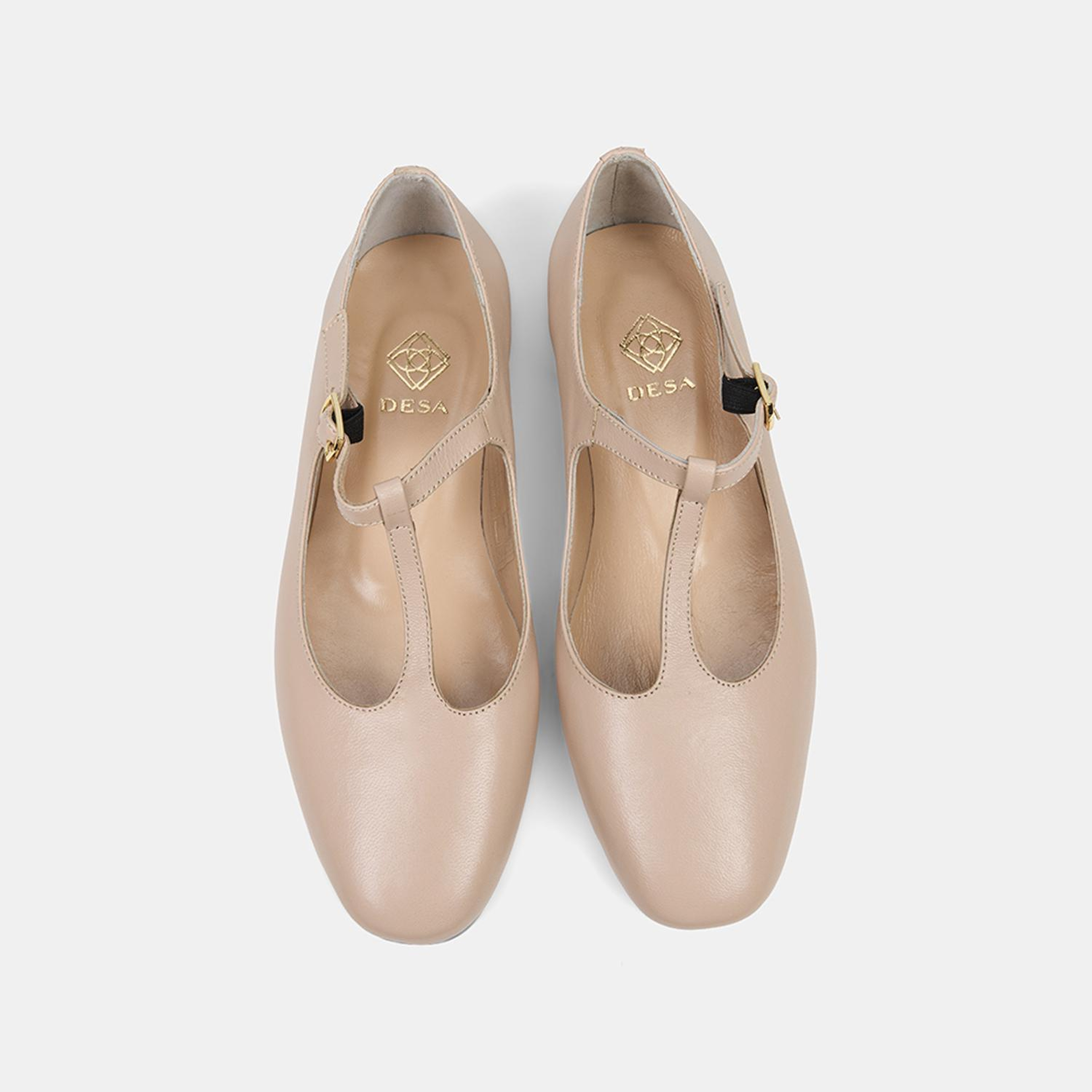 Kadın Ten Ayarlanabilir Tokalı T-Bant Deri Babet