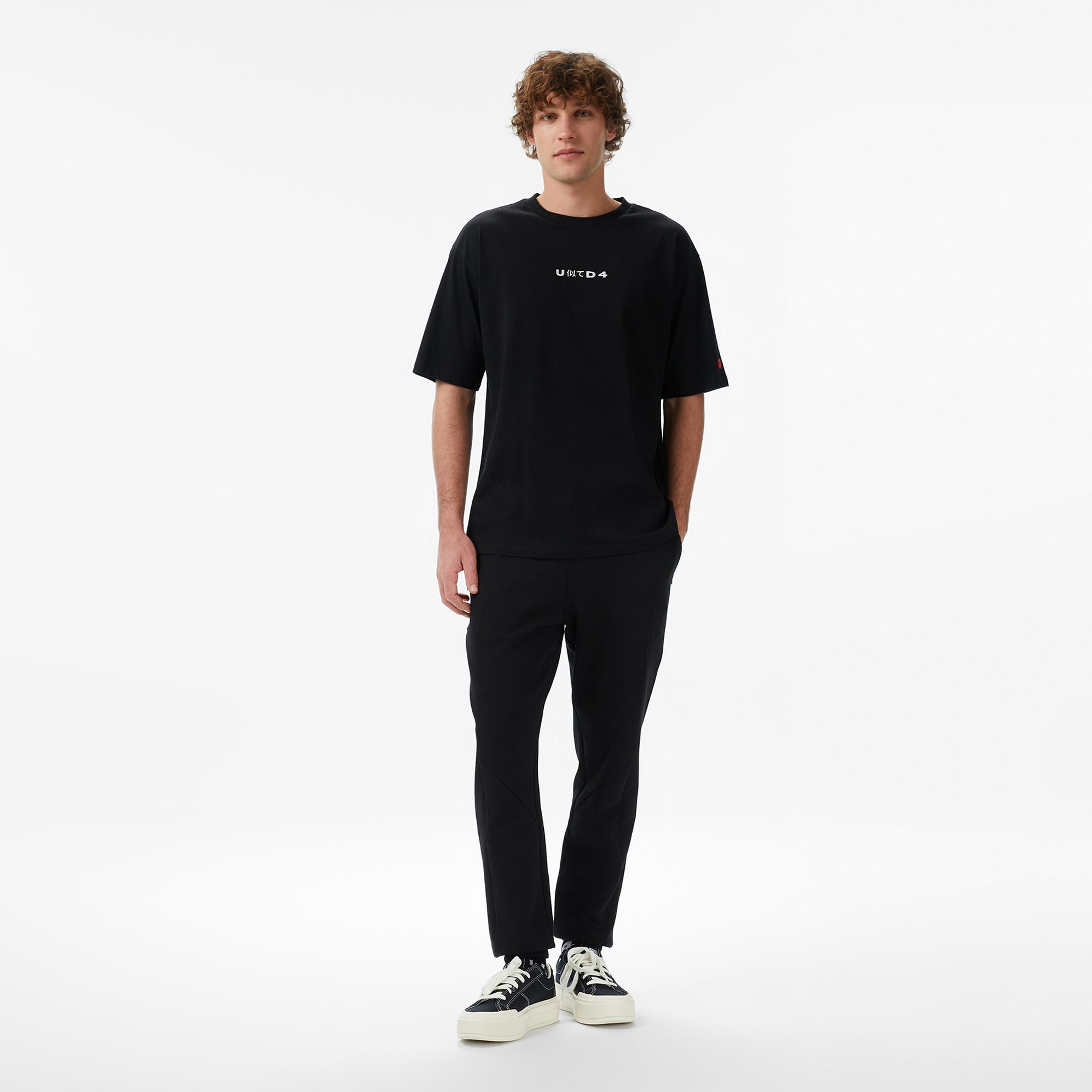 UNITED4 Regular Fit Erkek Siyah T-Shirt