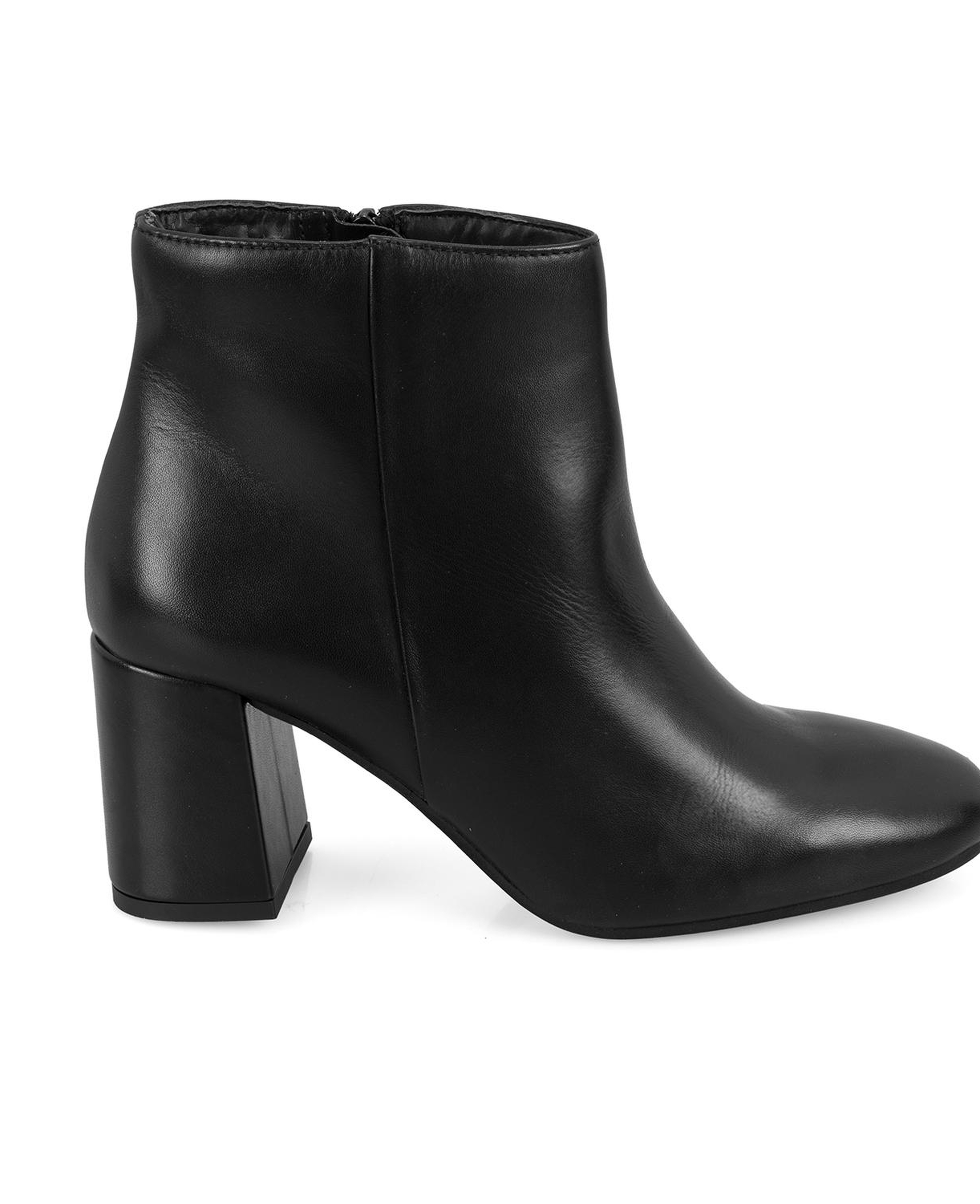 Mariv Siyah Kadın Fermuarlı Topuklu Deri Bot