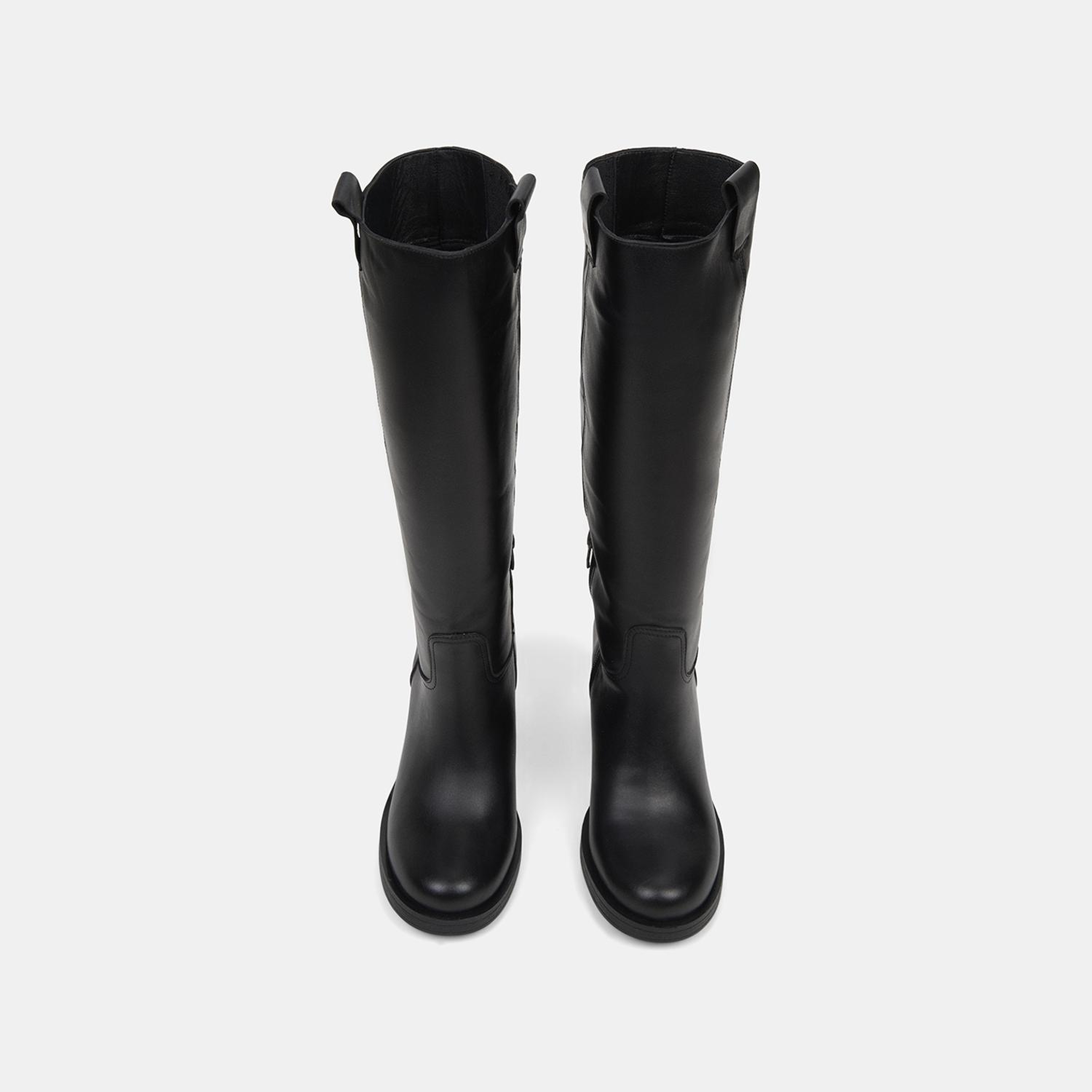 Kadın Siyah Kalın Topuklu Deri Çizme